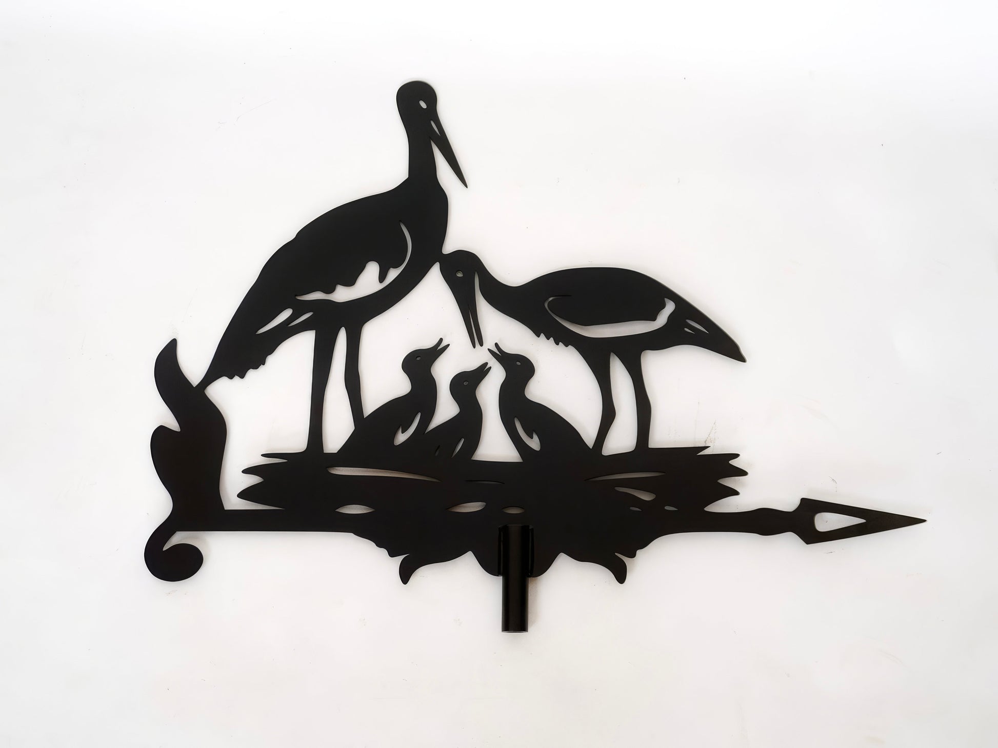 Metal Stork Family Weathervane — 2