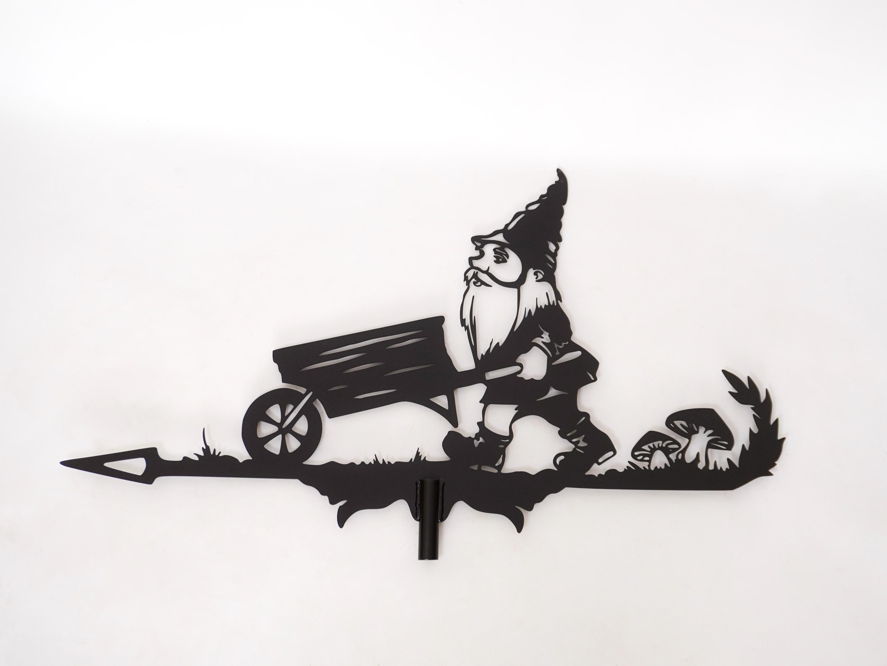 Handcrafted Garden Gnome Metal Weather Vane — 3