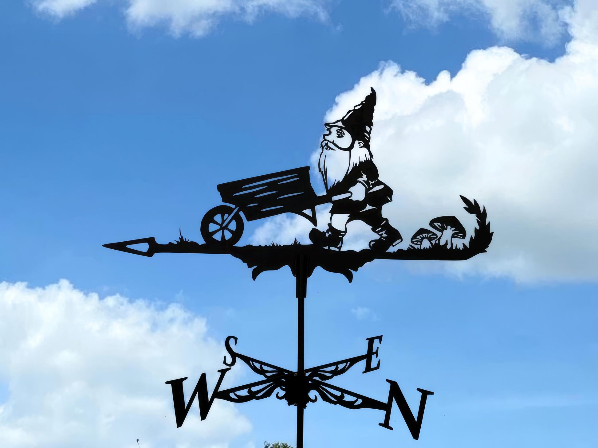 Handcrafted Garden Gnome Metal Weather Vane