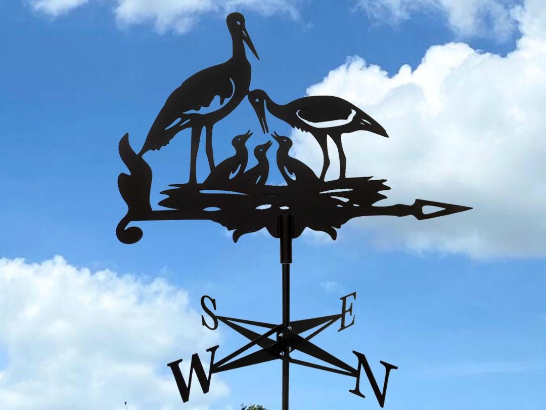 Metal Stork Family Weathervane