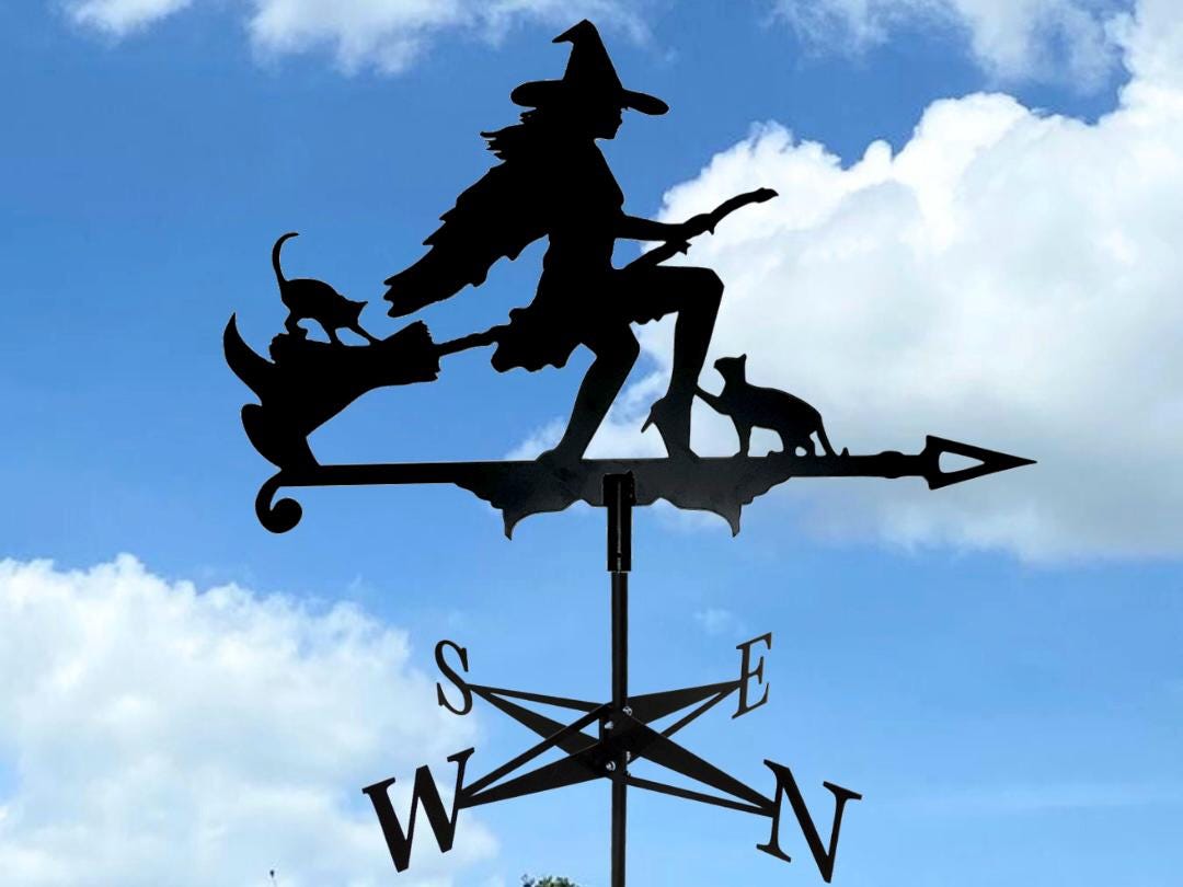 Witch Weathervane with Cats