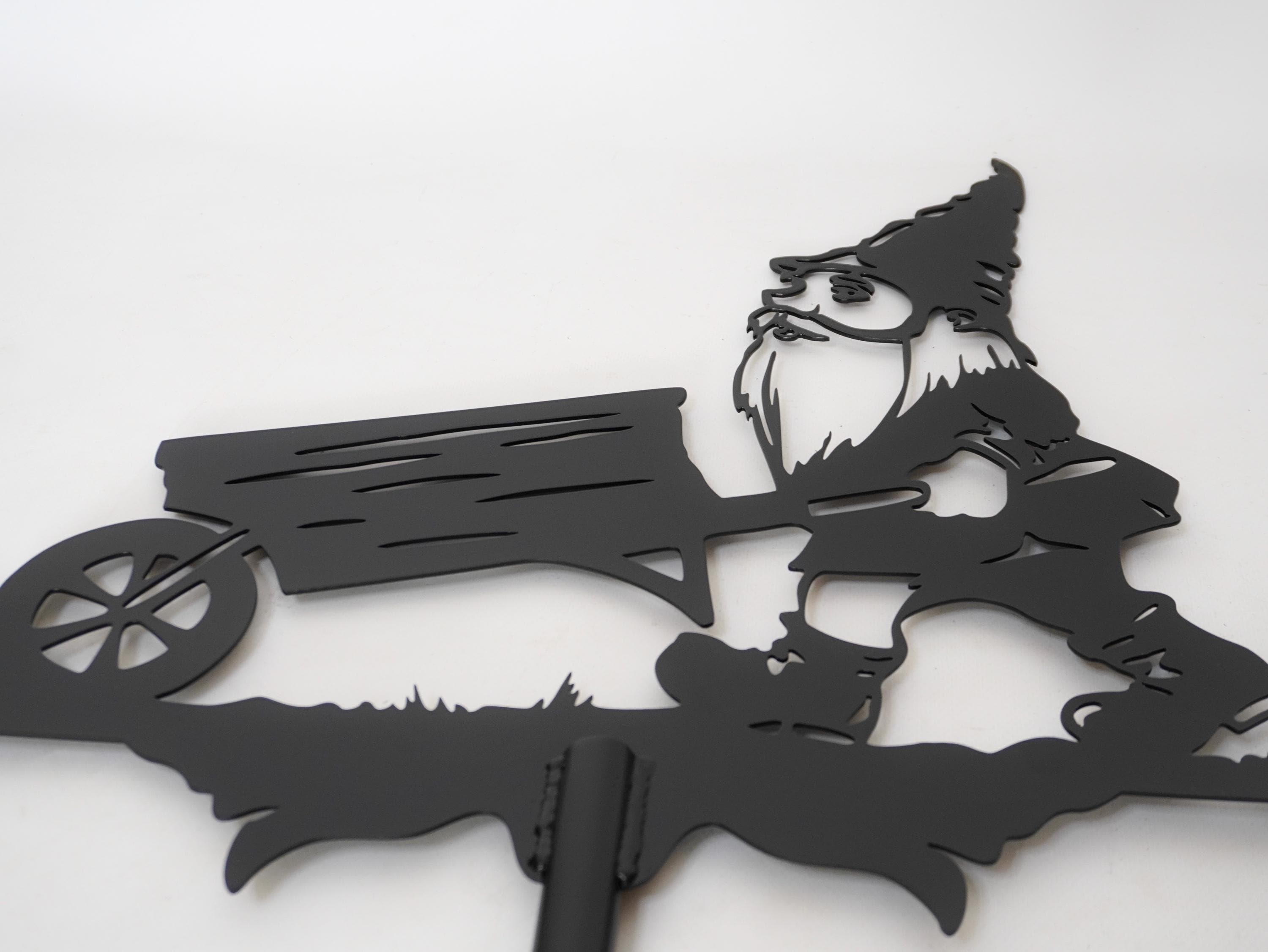 Handcrafted Garden Gnome Metal Weather Vane — 5