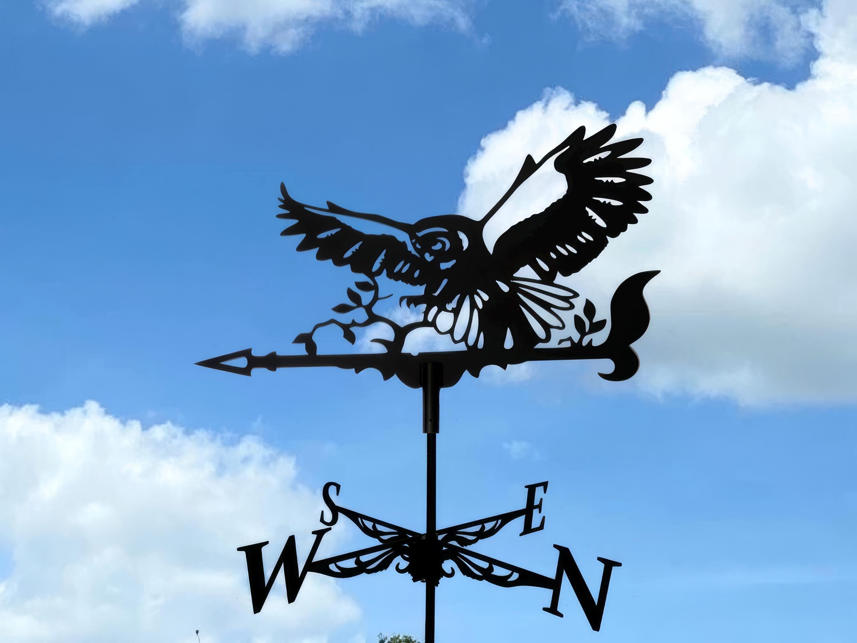 Owl Weathervane Handcrafted Metal Wind Direction Indicator