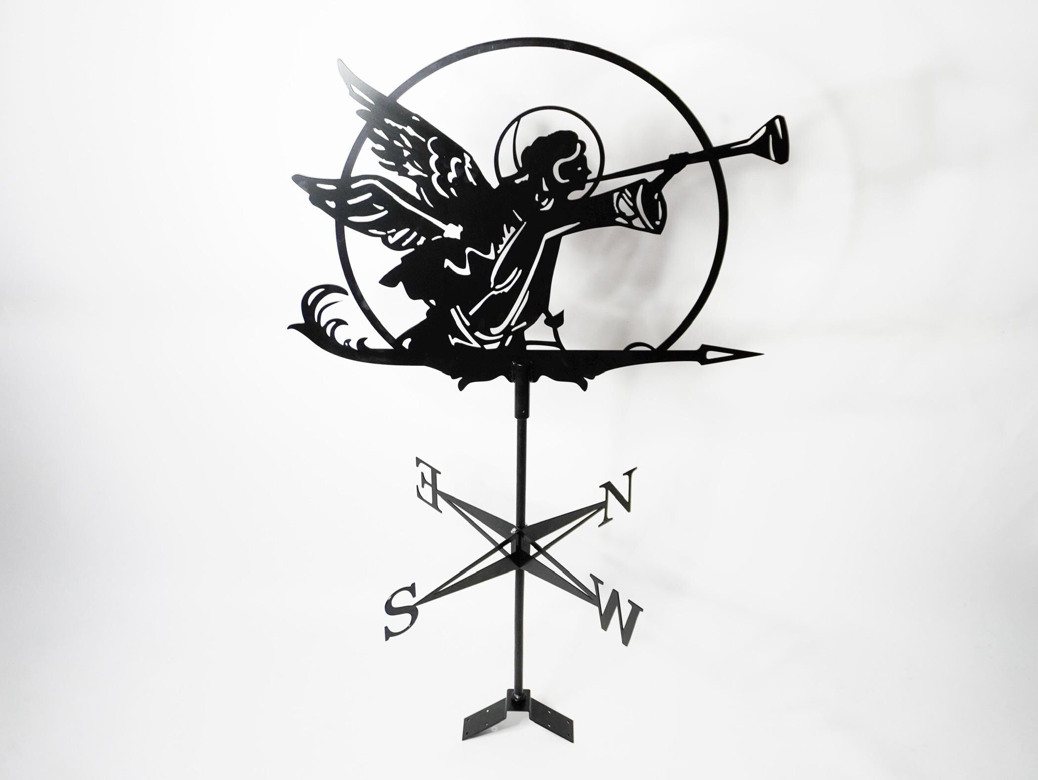 Angel Weathervane Metal Wind Direction Indicator for Roof or Garden — 3
