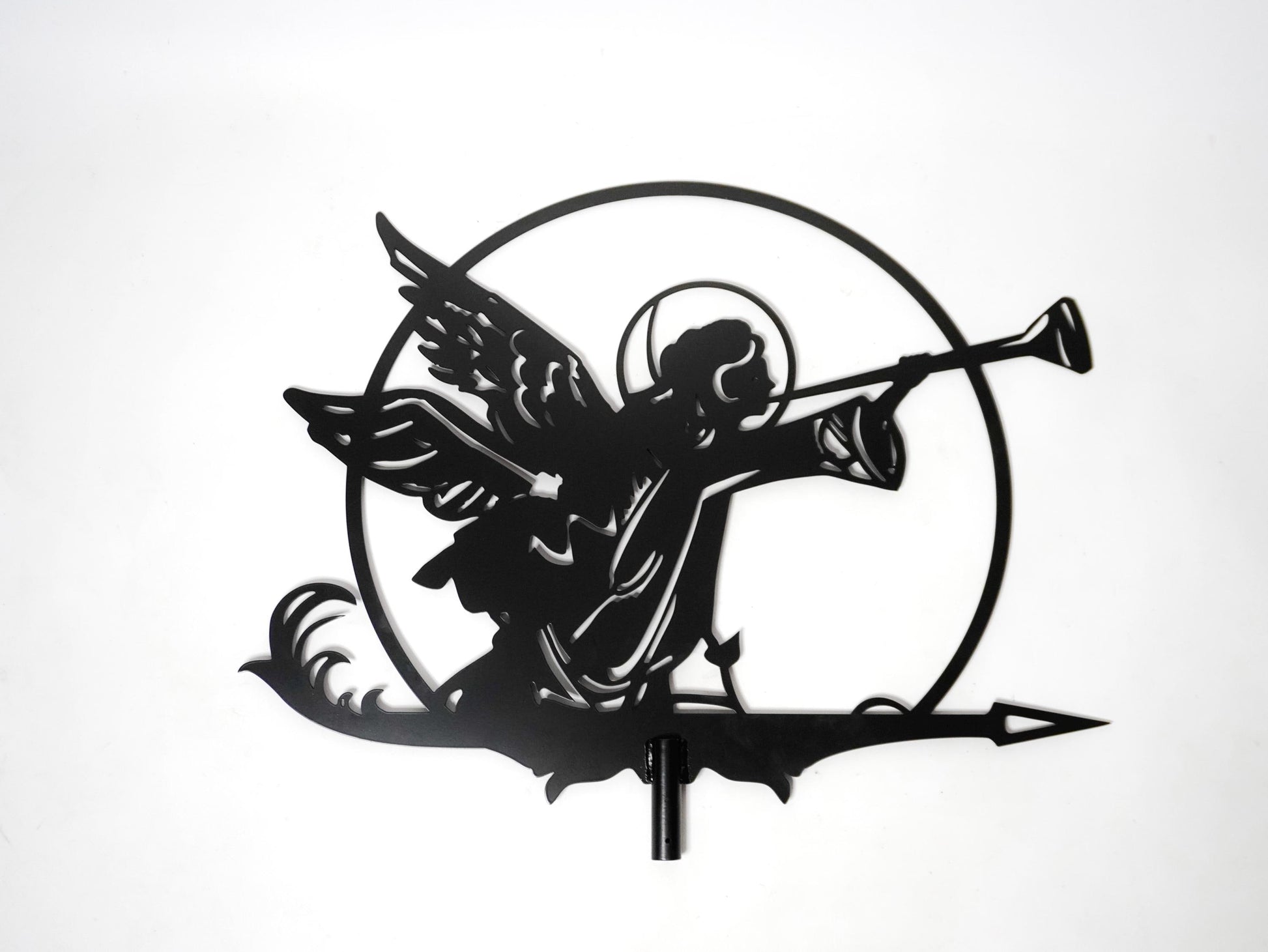 Angel Weathervane Metal Wind Direction Indicator for Roof or Garden — 2