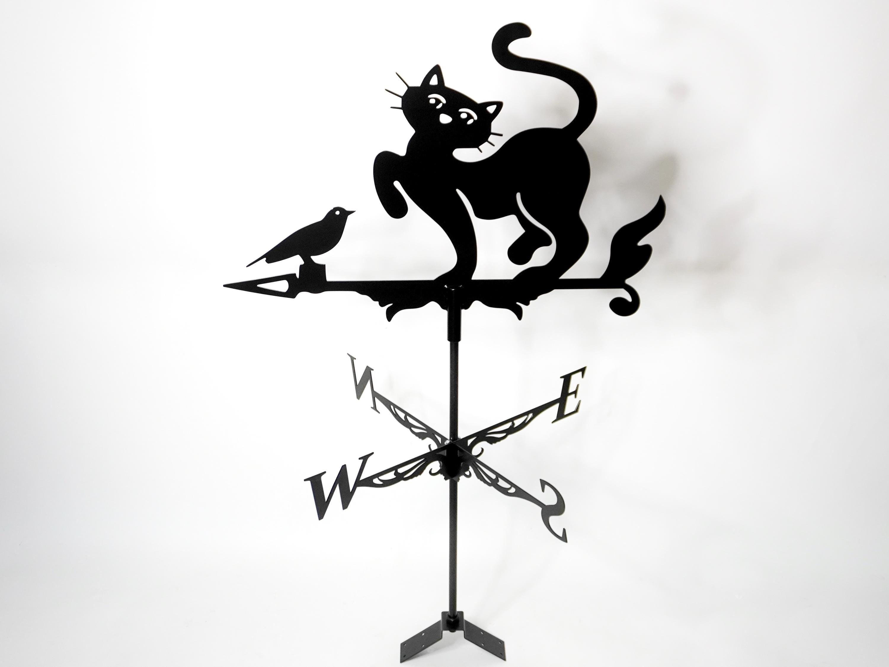 Metal Cat and Bird Weathervane — 2