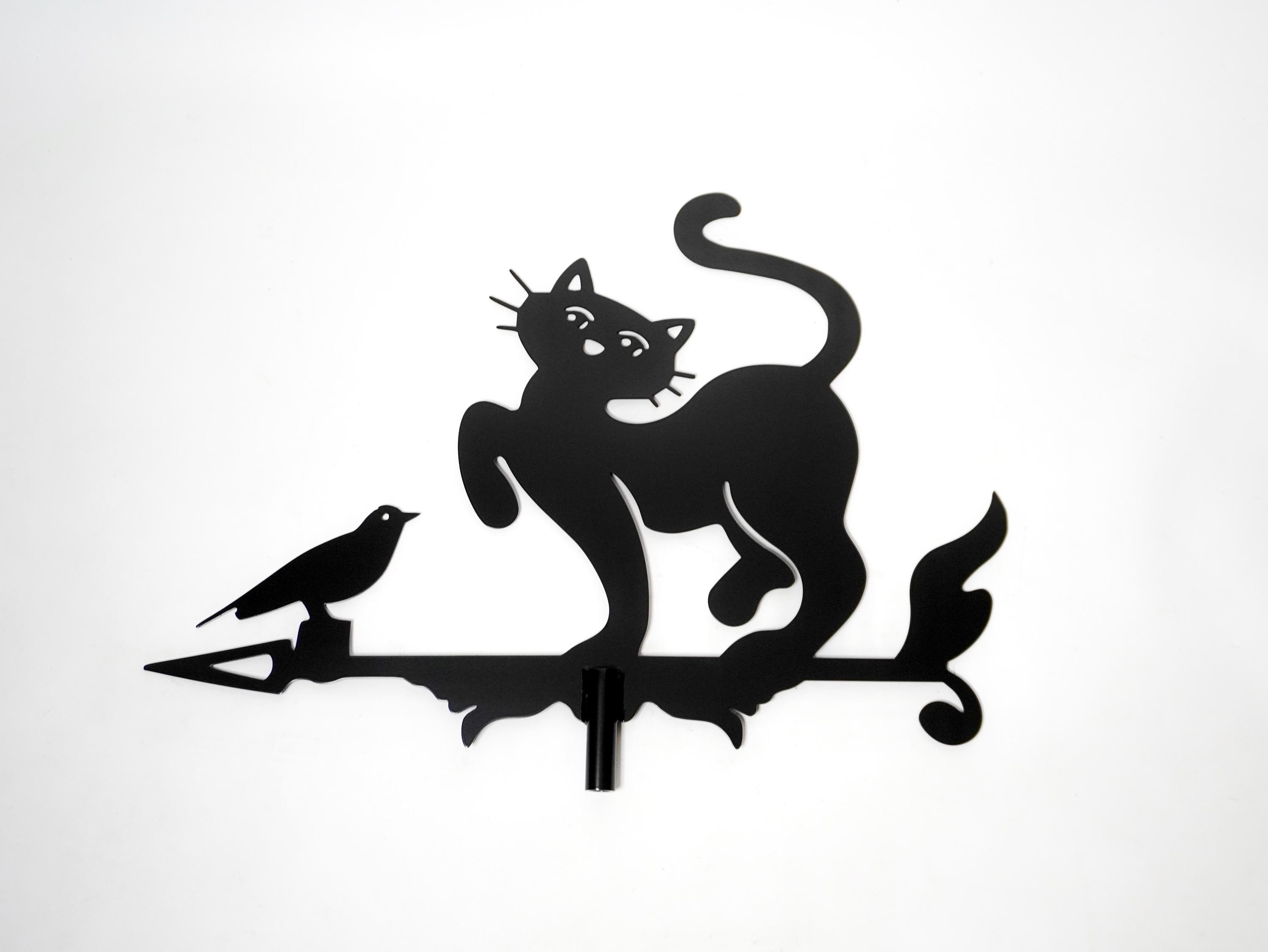Metal Cat and Bird Weathervane — 3