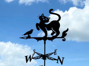 Metal Cat and Bird Weathervane
