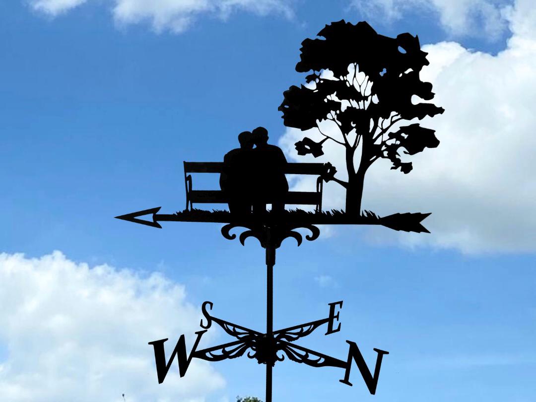 Metal Couple Under Tree Weathervane