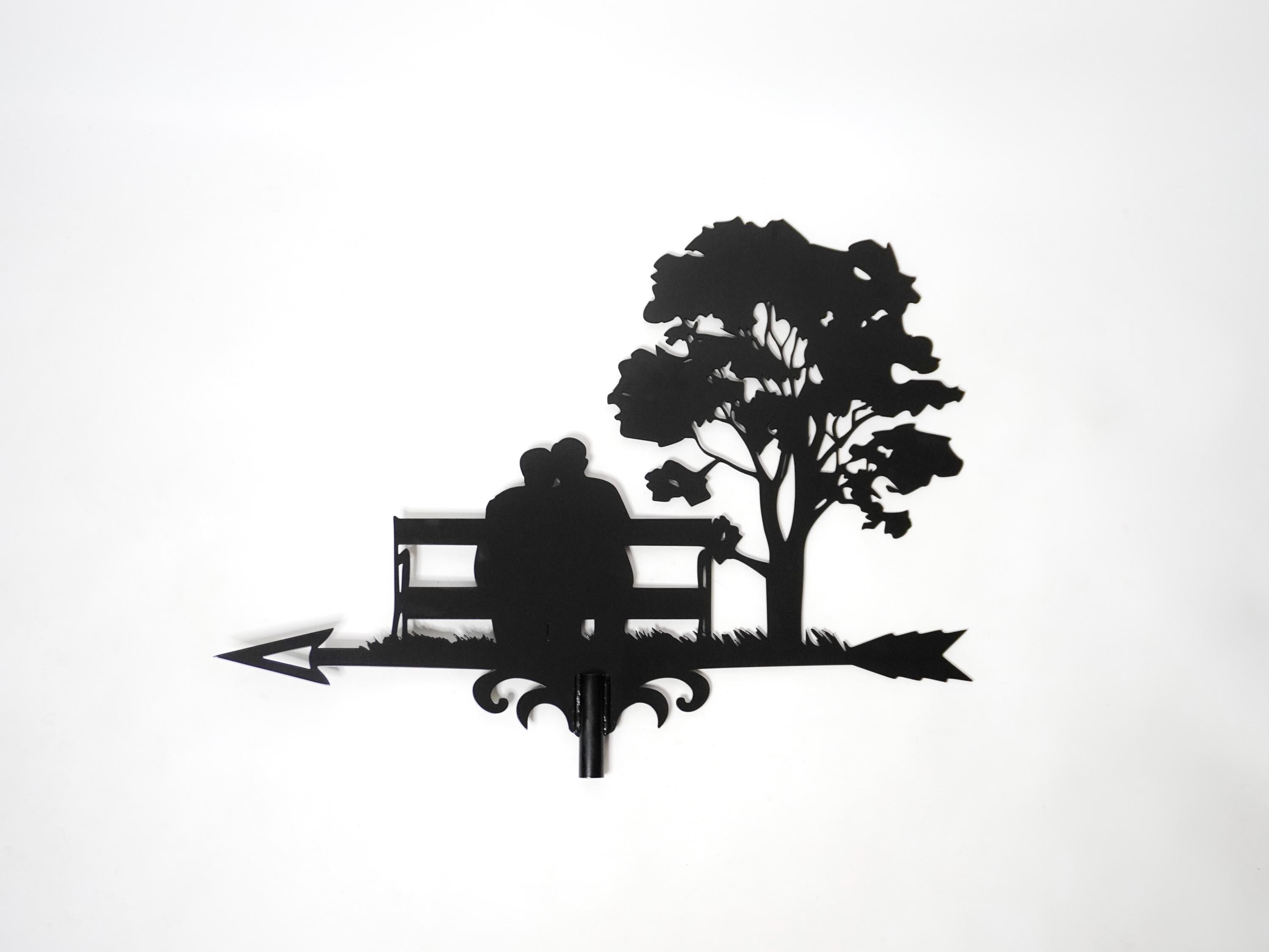 Metal Couple Under Tree Weathervane — 3