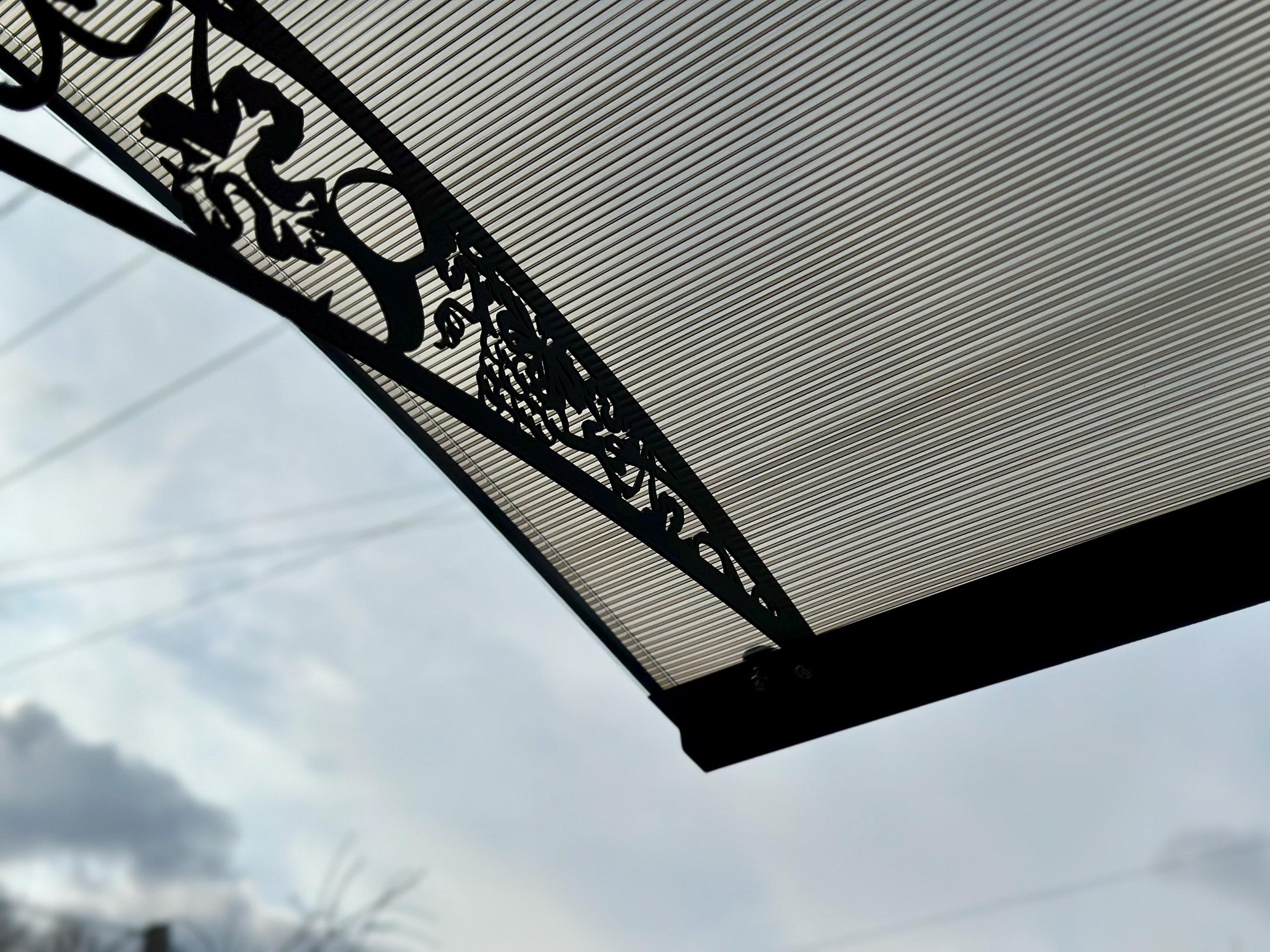 Metal Door Canopy with Grapevine Ornament — 7