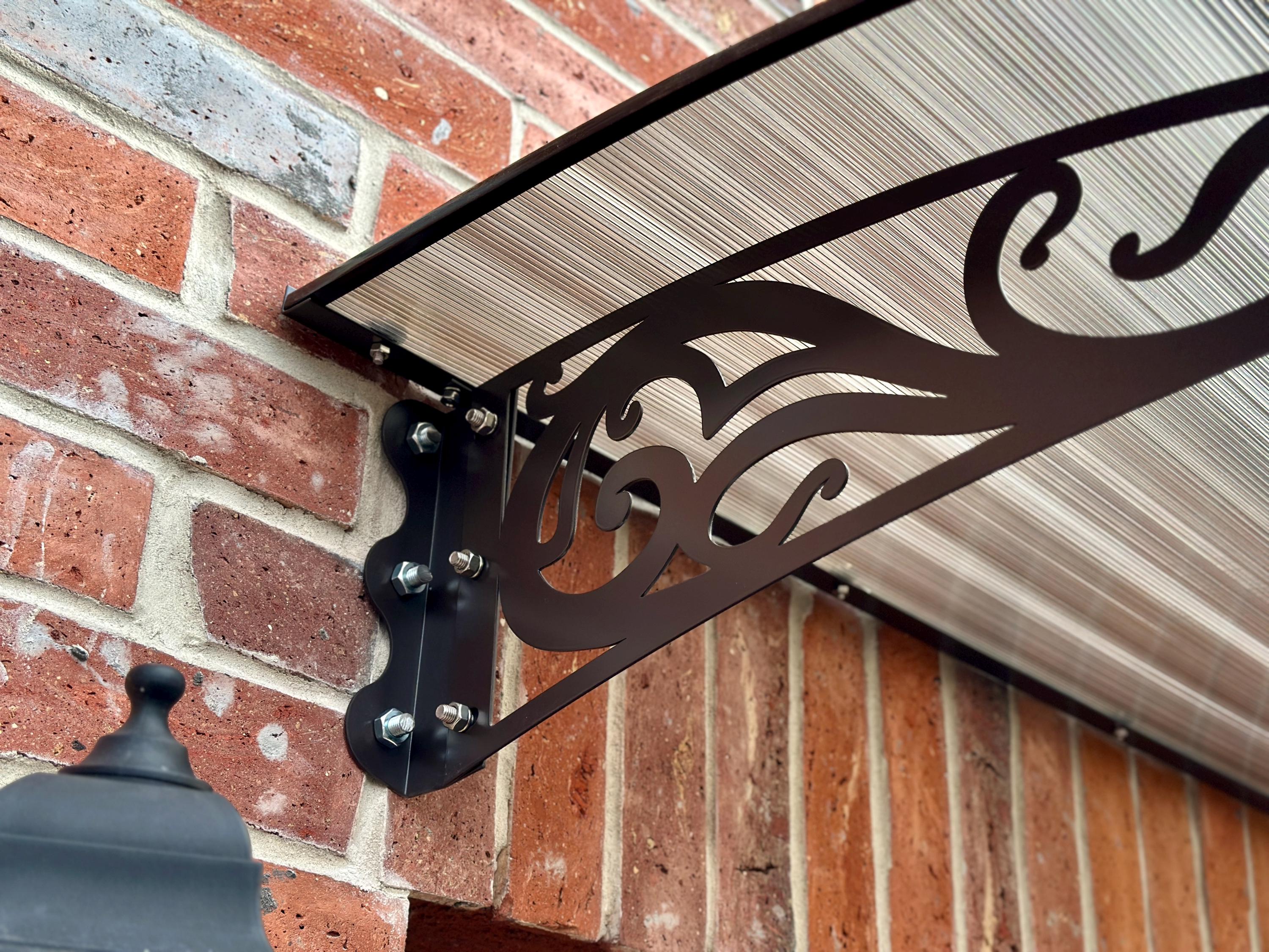Metal Door Awning with Scroll Brackets — 2