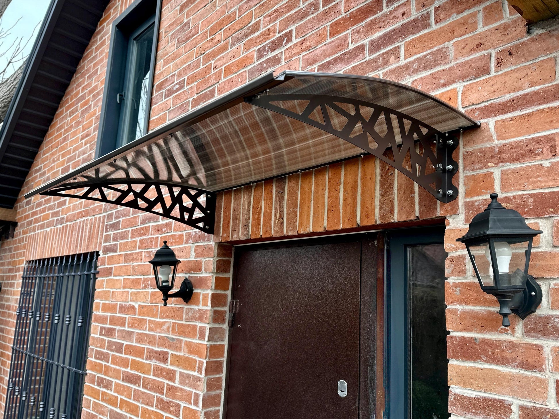 Metal Door Canopy Abstract Branch Design