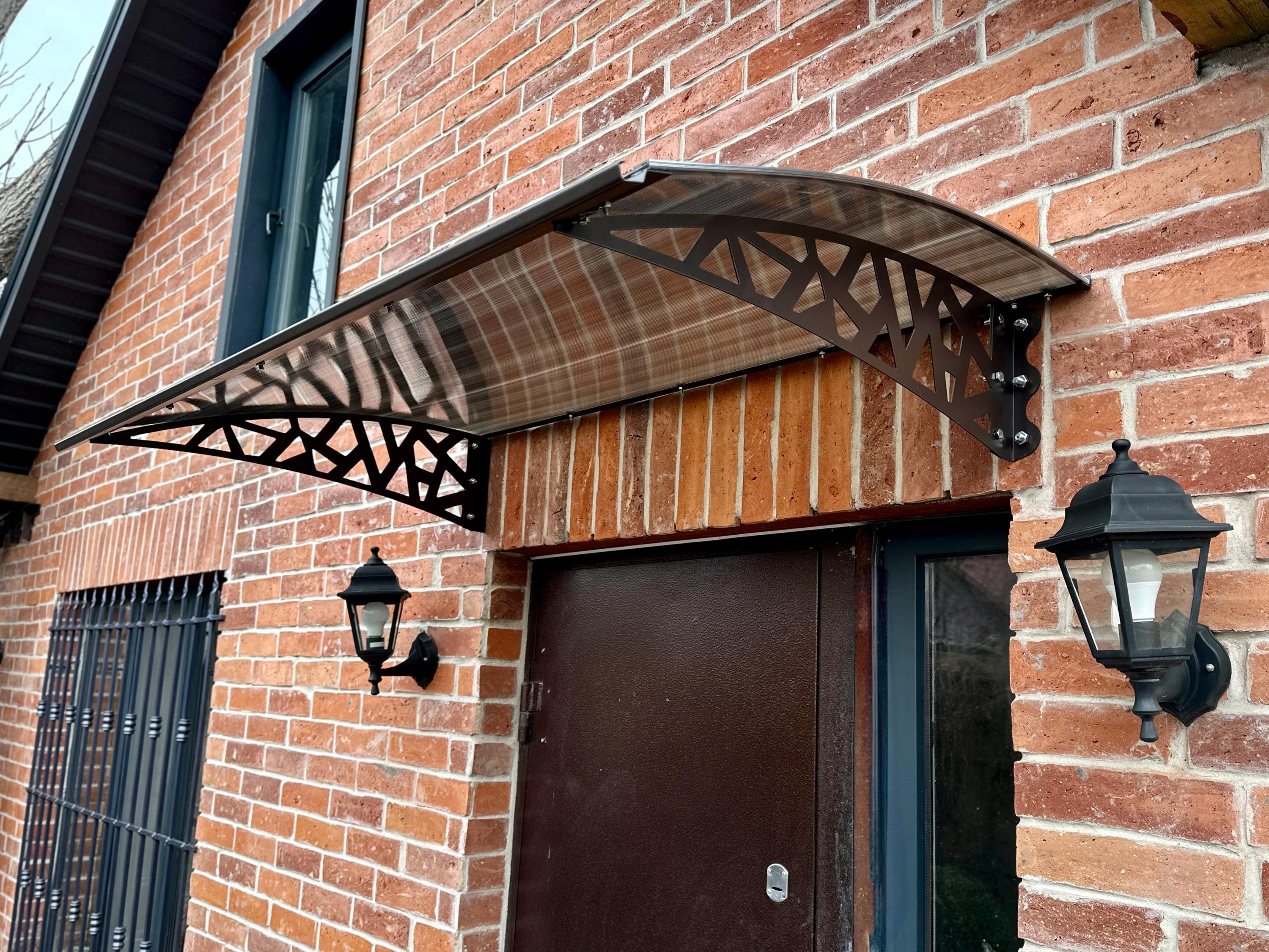 Metal Door Canopy Abstract Branch Design