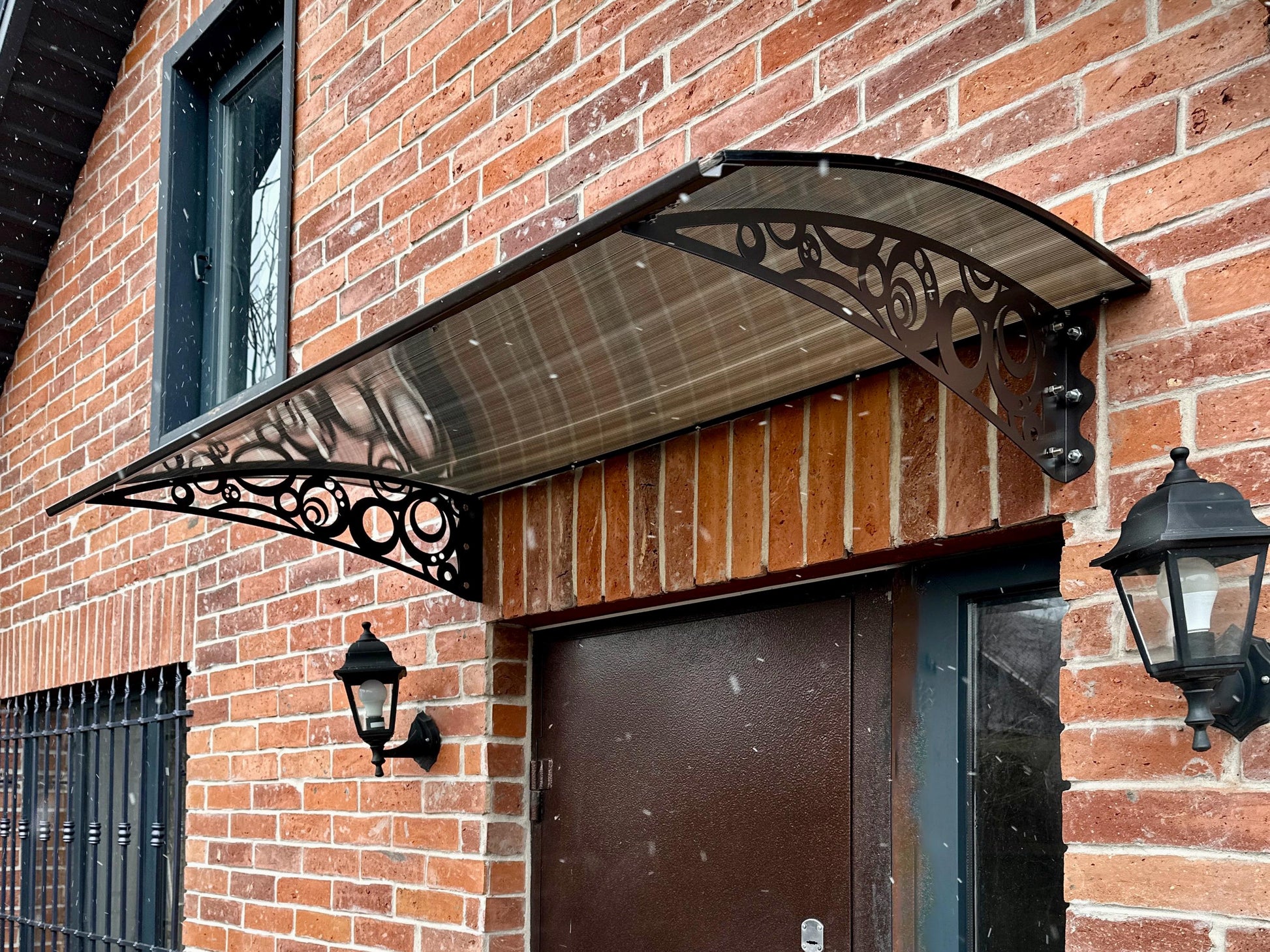 Metal Awning Door with Decorative Design