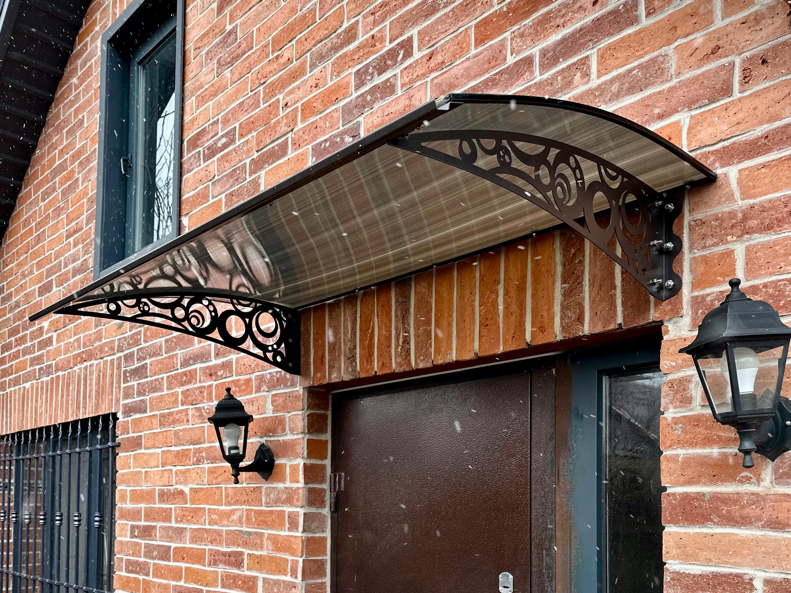 Metal Awning Door with Decorative Design