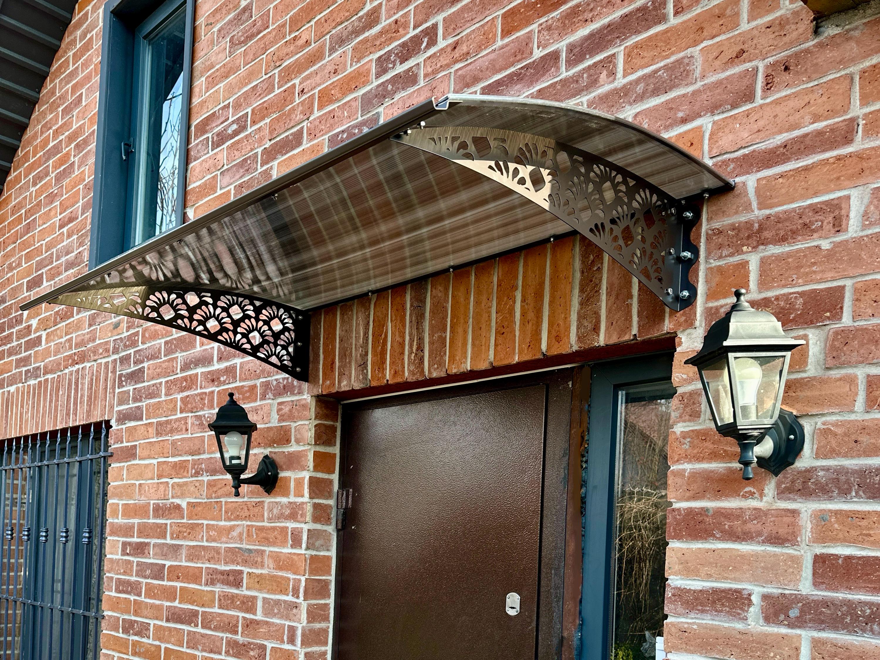 Door Awning with Decorative Metal Supports
