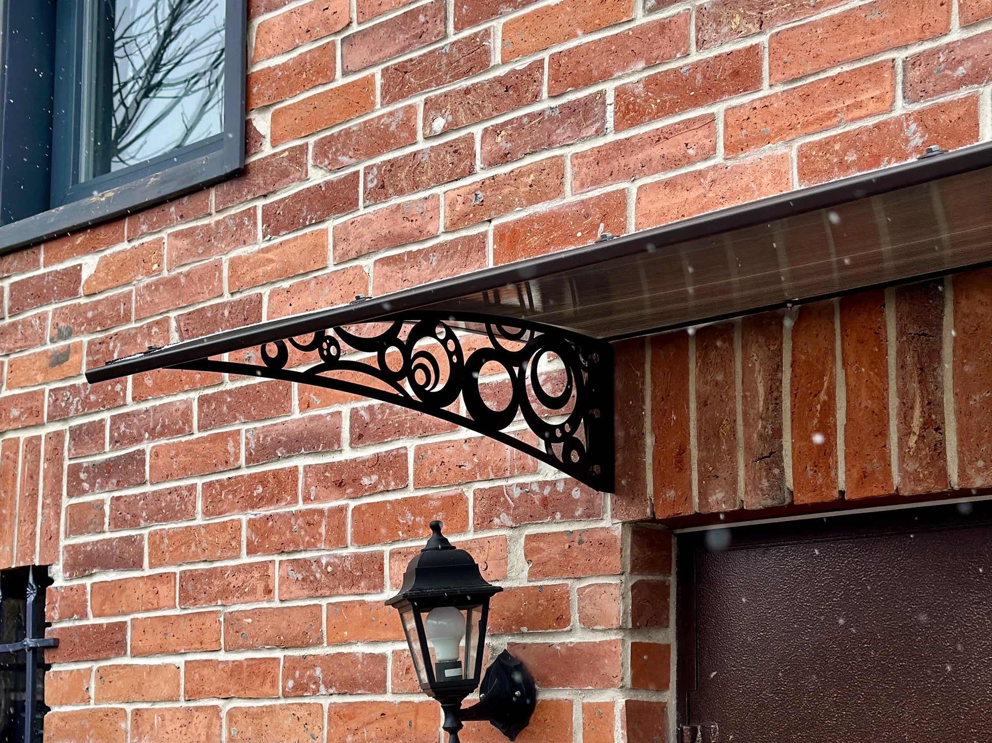 Metal Awning Door with Decorative Design — 2