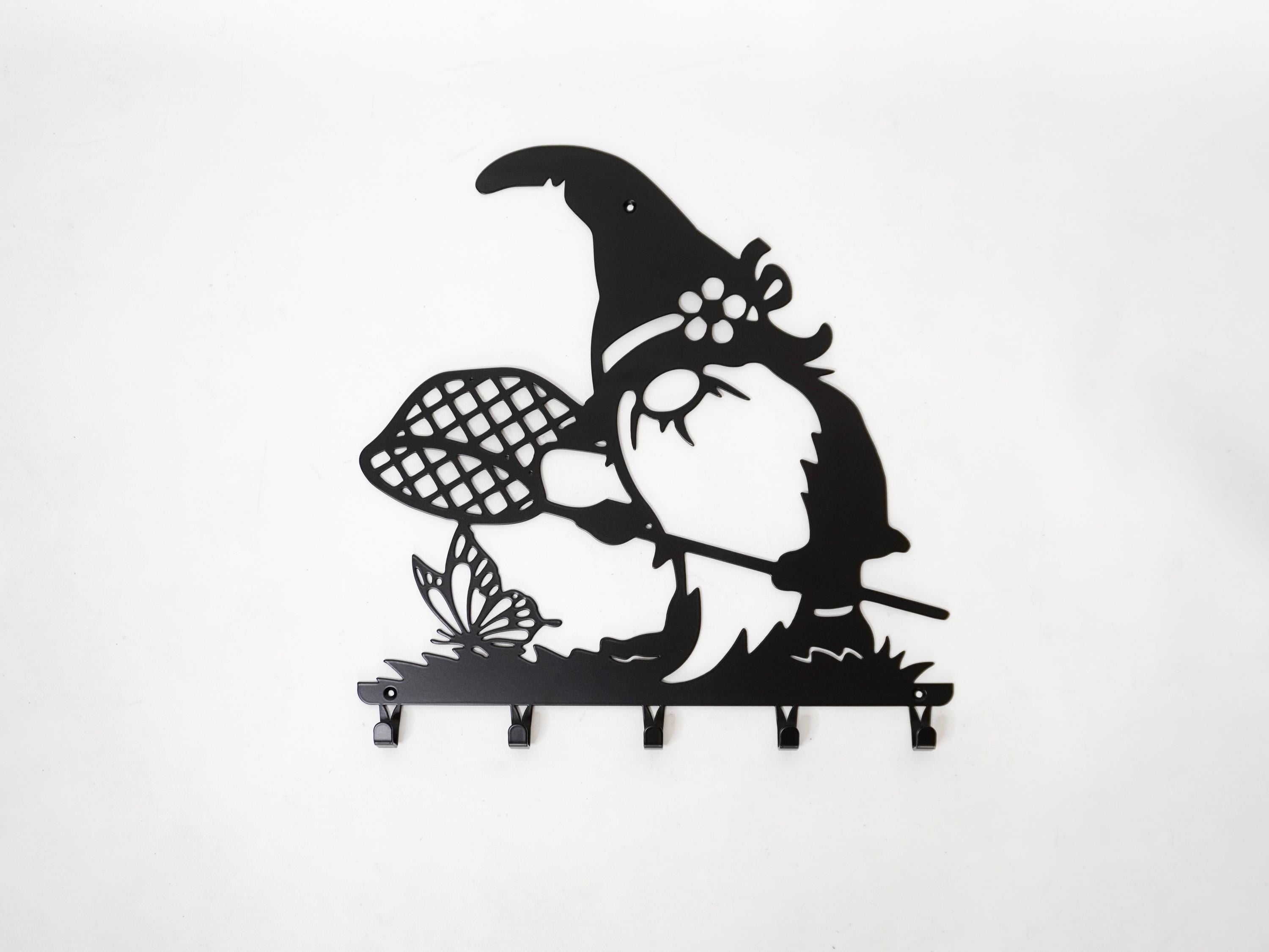 Gnome Chasing Butterflies Metal Coat Hook Rack — 3