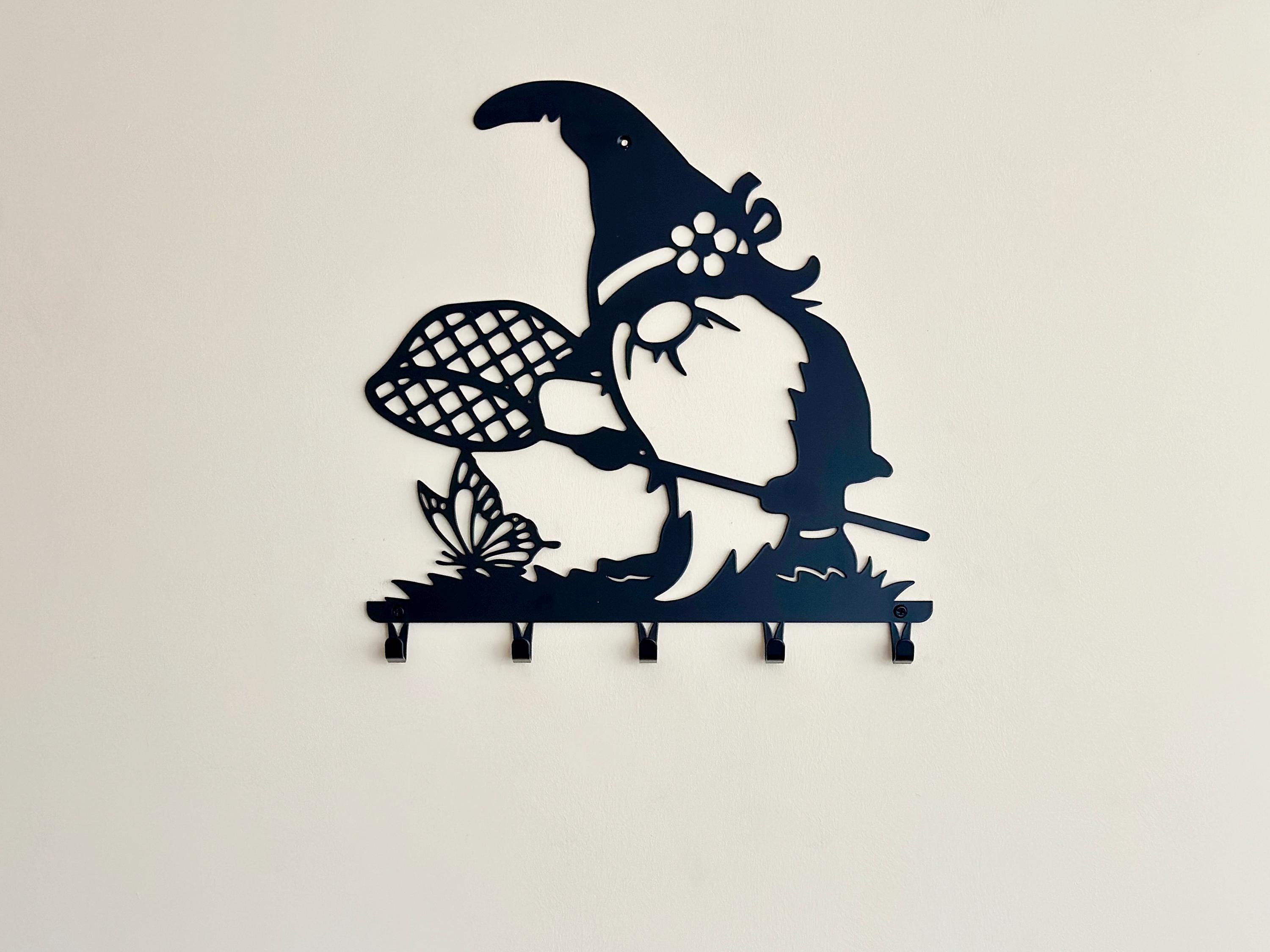 Gnome Chasing Butterflies Metal Coat Hook Rack — 6