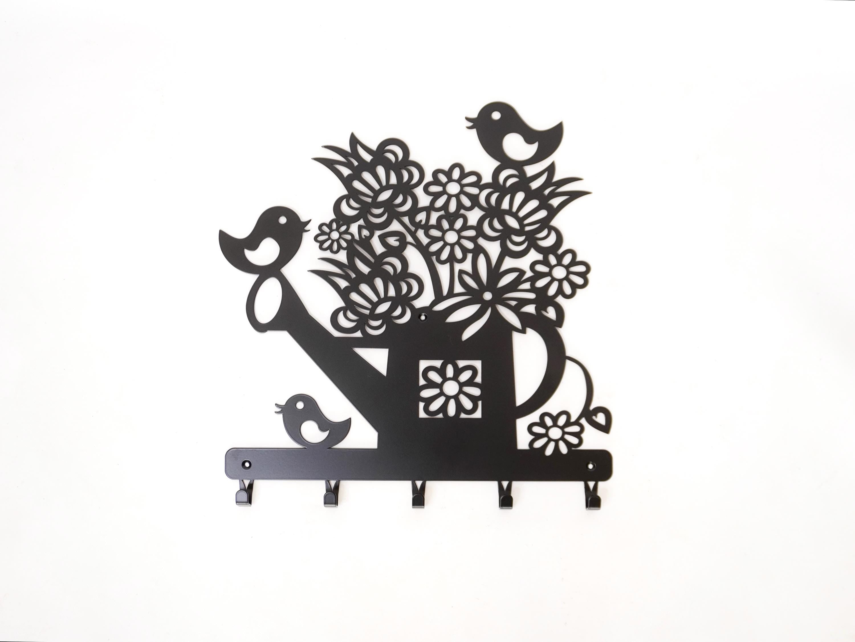 Metal Wall-Mounted Coat Rack Flowers & Birds — 2