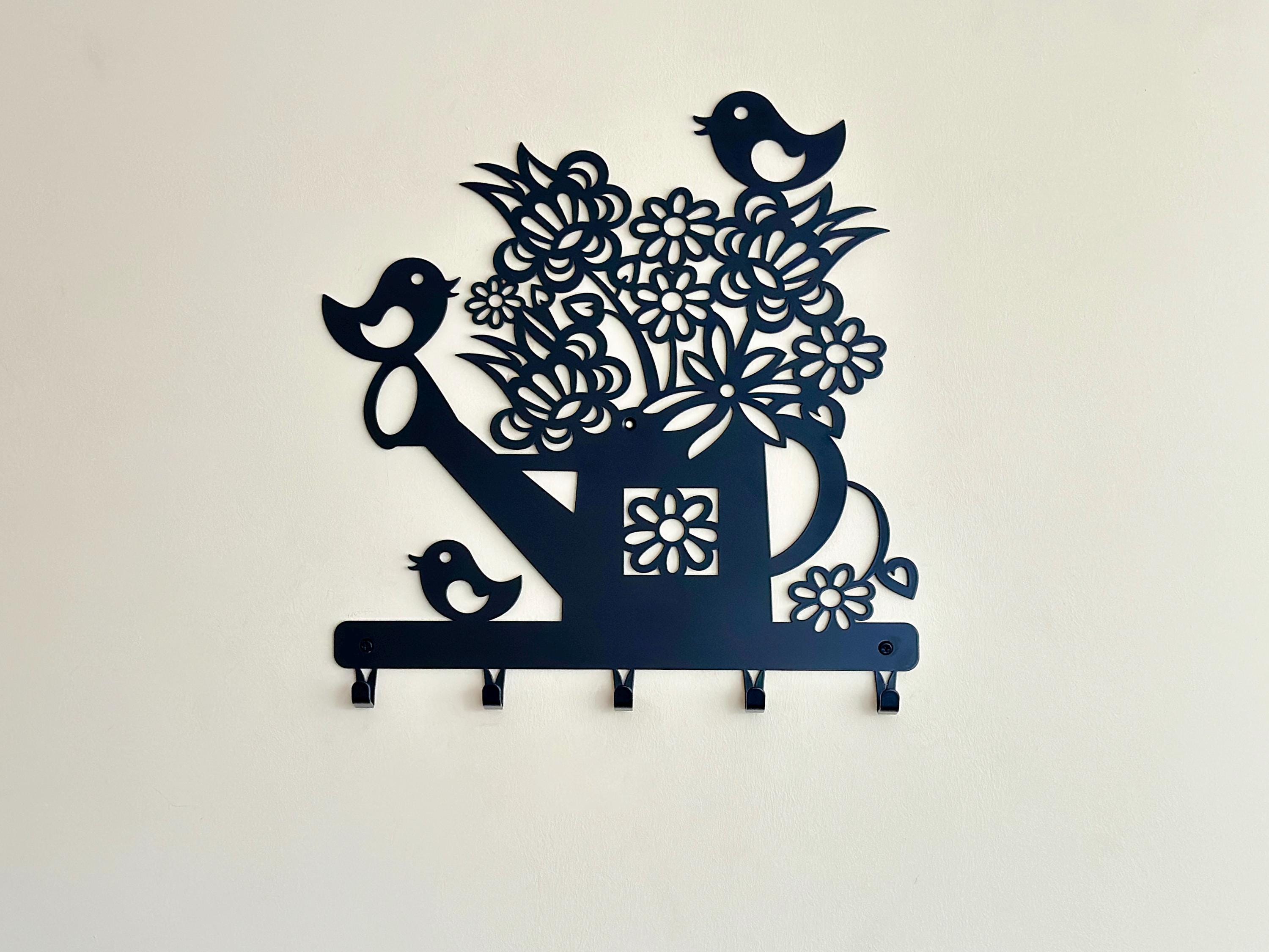 Metal Wall-Mounted Coat Rack Flowers & Birds — 5