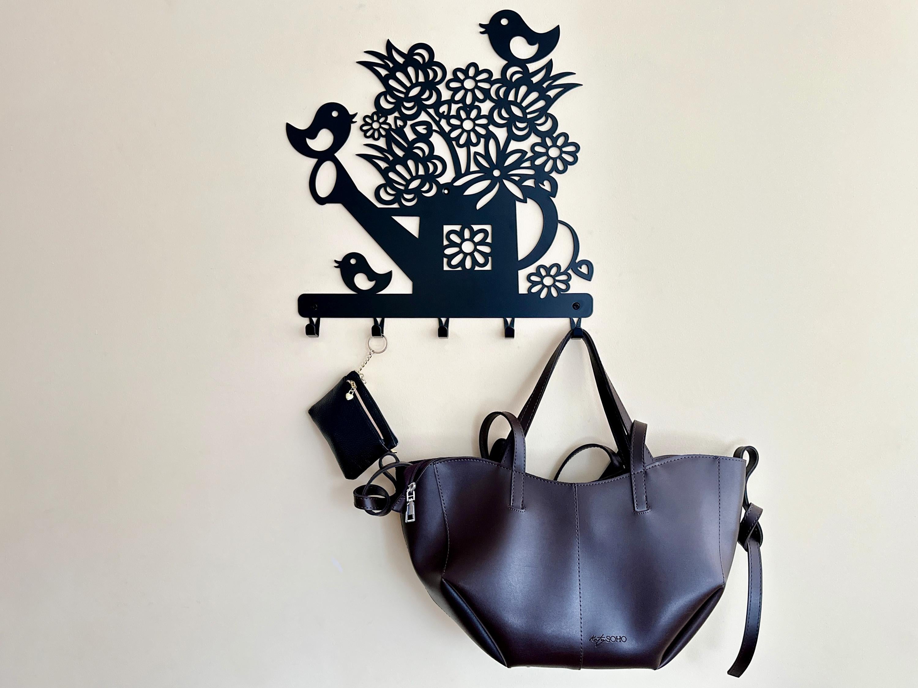 Metal Wall-Mounted Coat Rack Flowers & Birds — 6