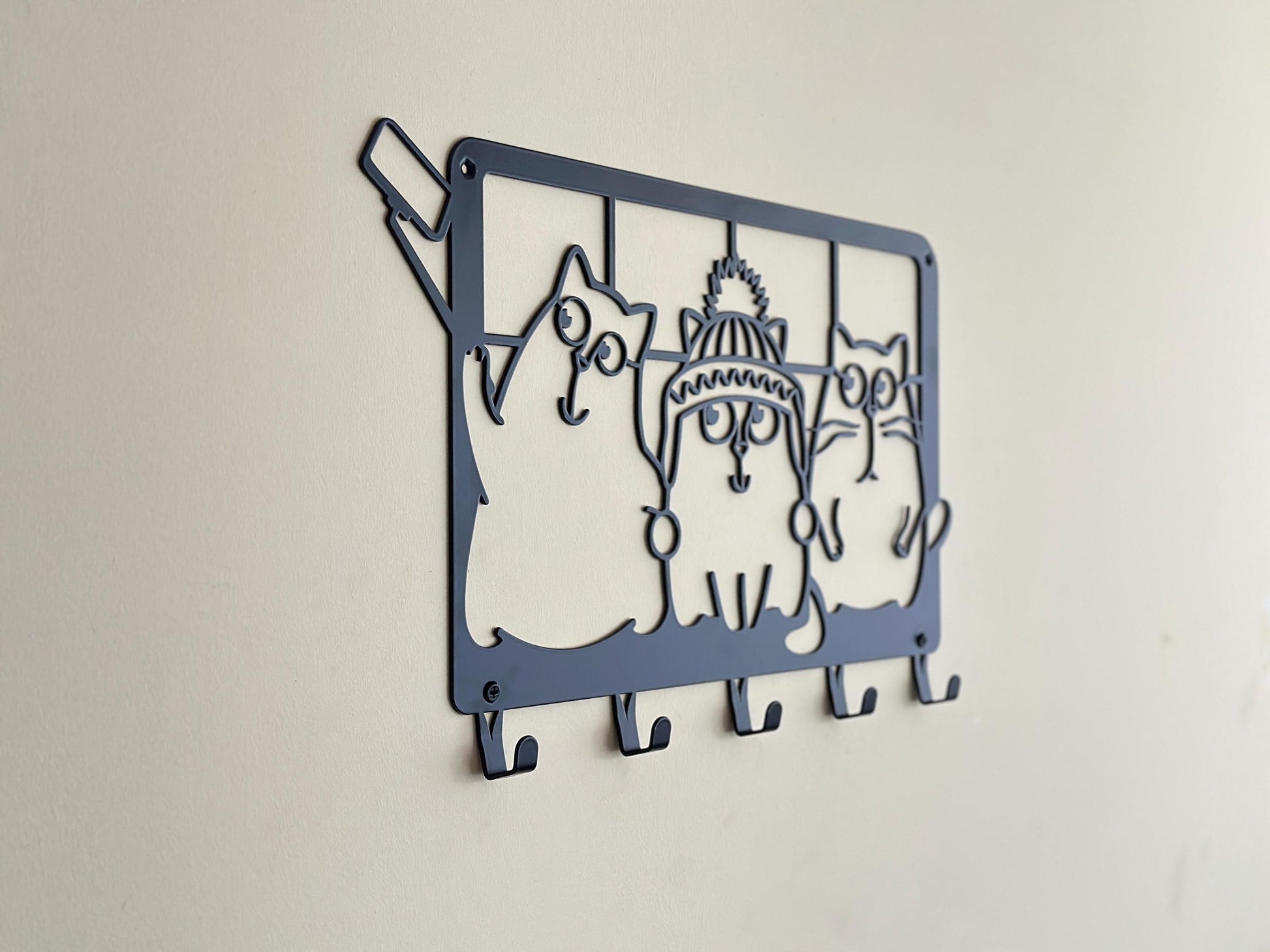 Cats Selfie Metal Coat Hook Rack — 3