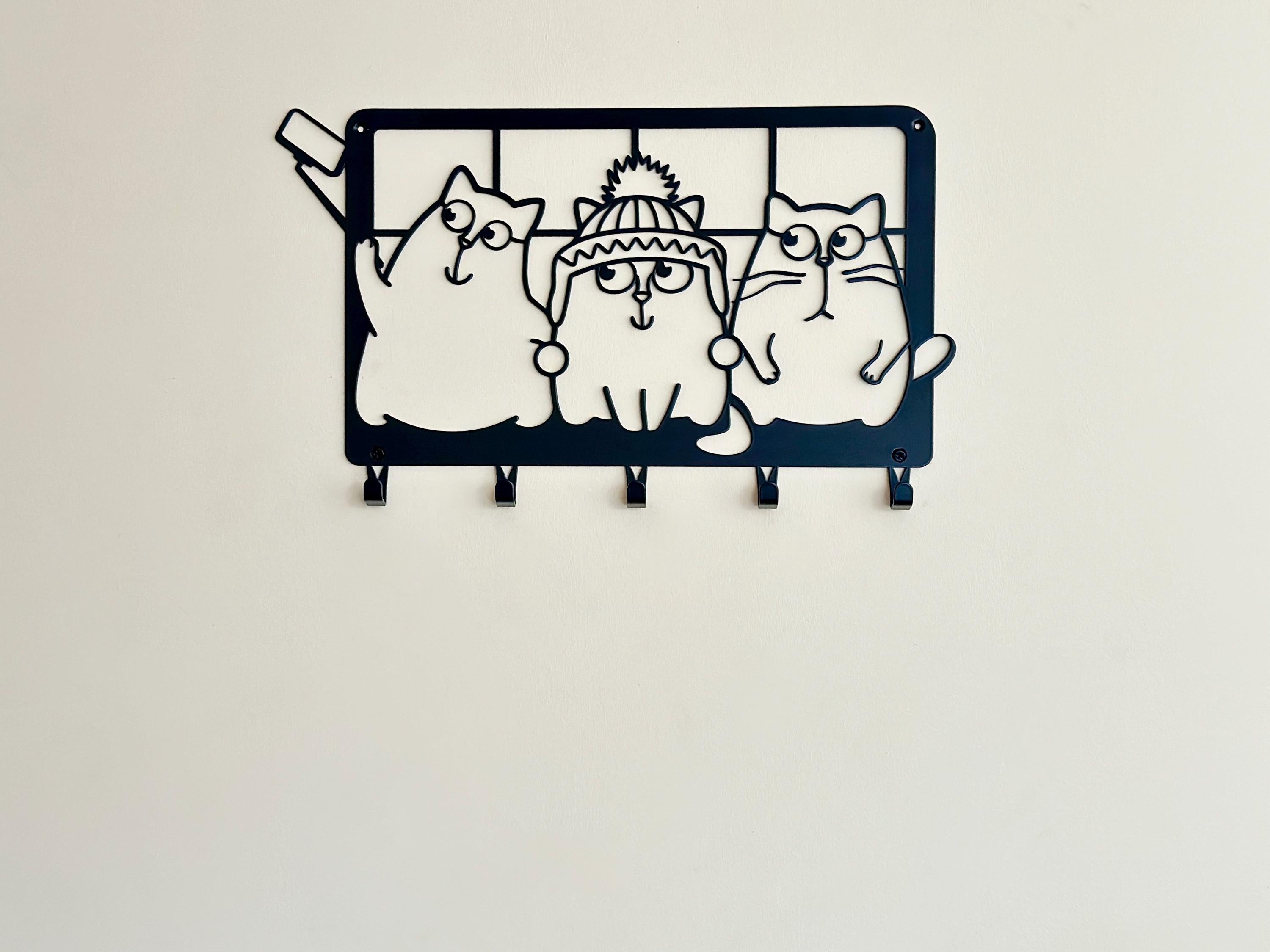 Cats Selfie Metal Coat Hook Rack — 6