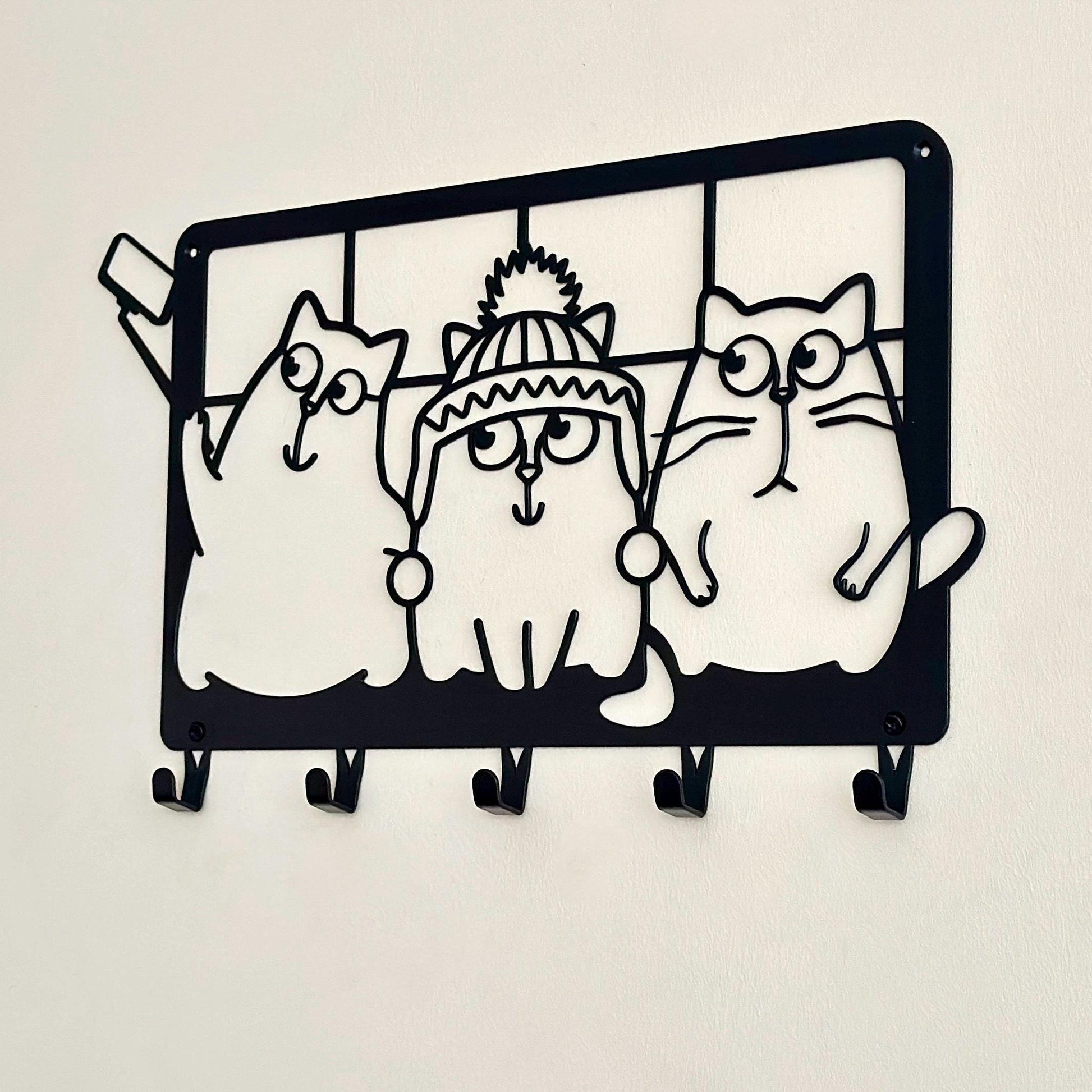 Cats Selfie Metal Coat Hook Rack — 2