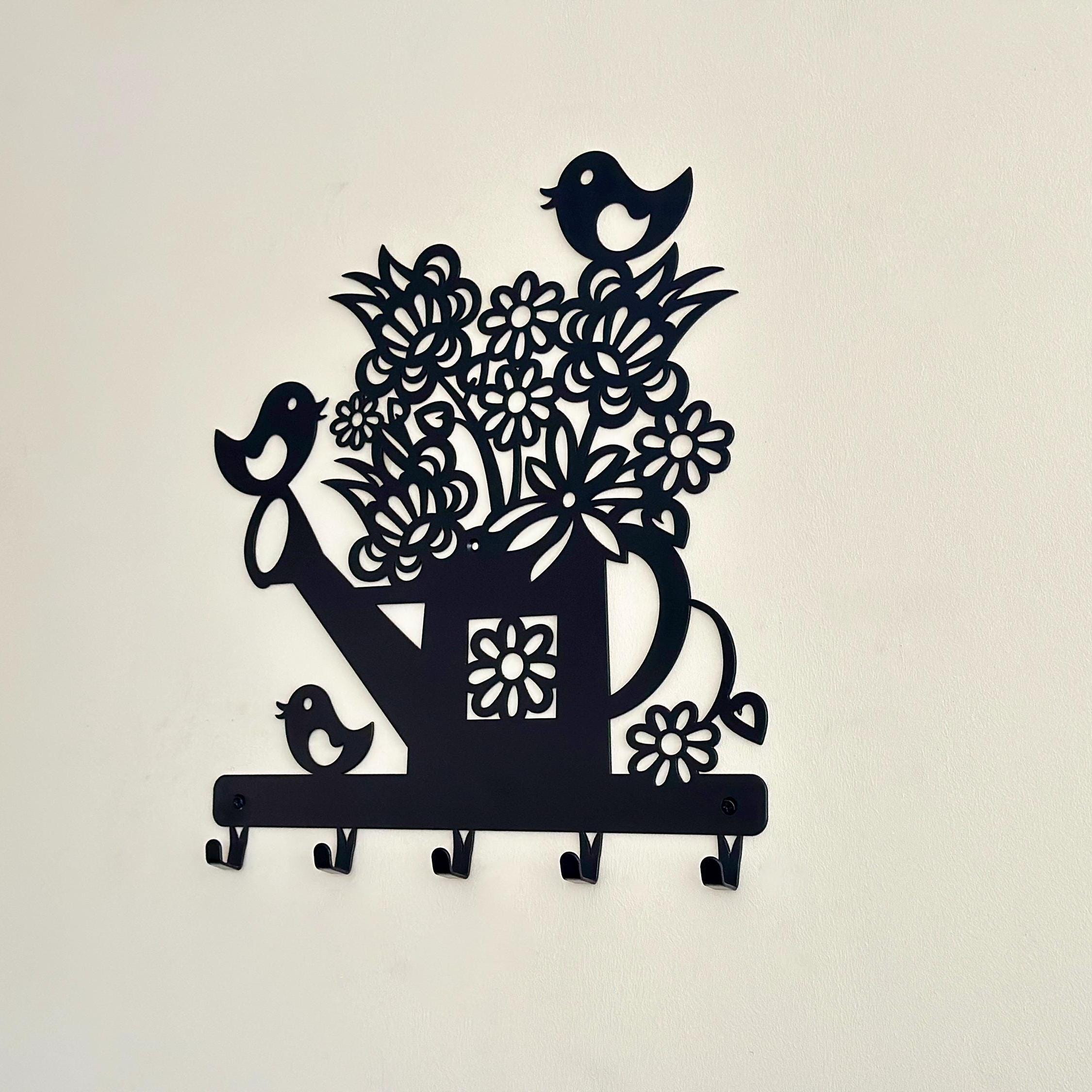 Metal Wall-Mounted Coat Rack Flowers & Birds