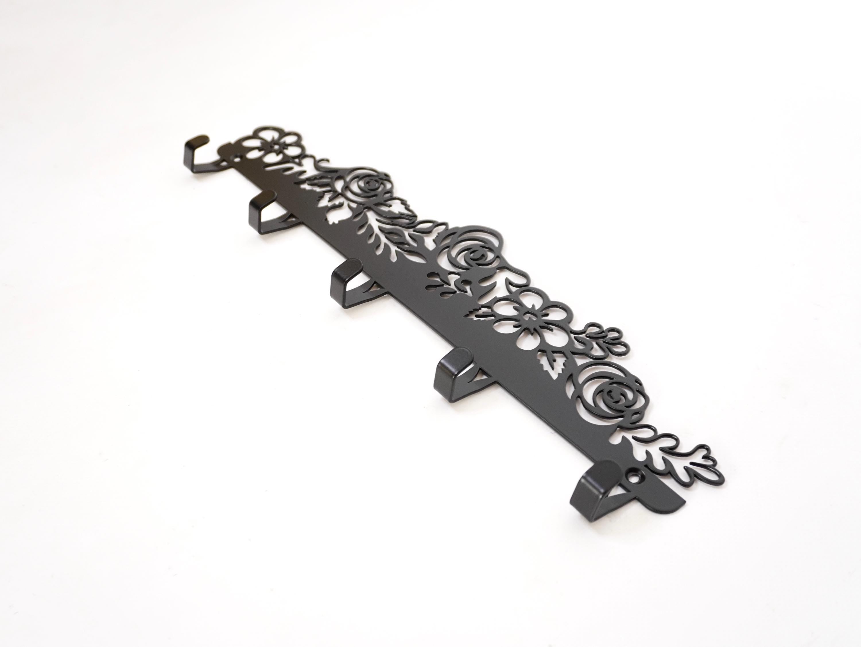 Metal Entryway Coat Rack with Flowers — 4