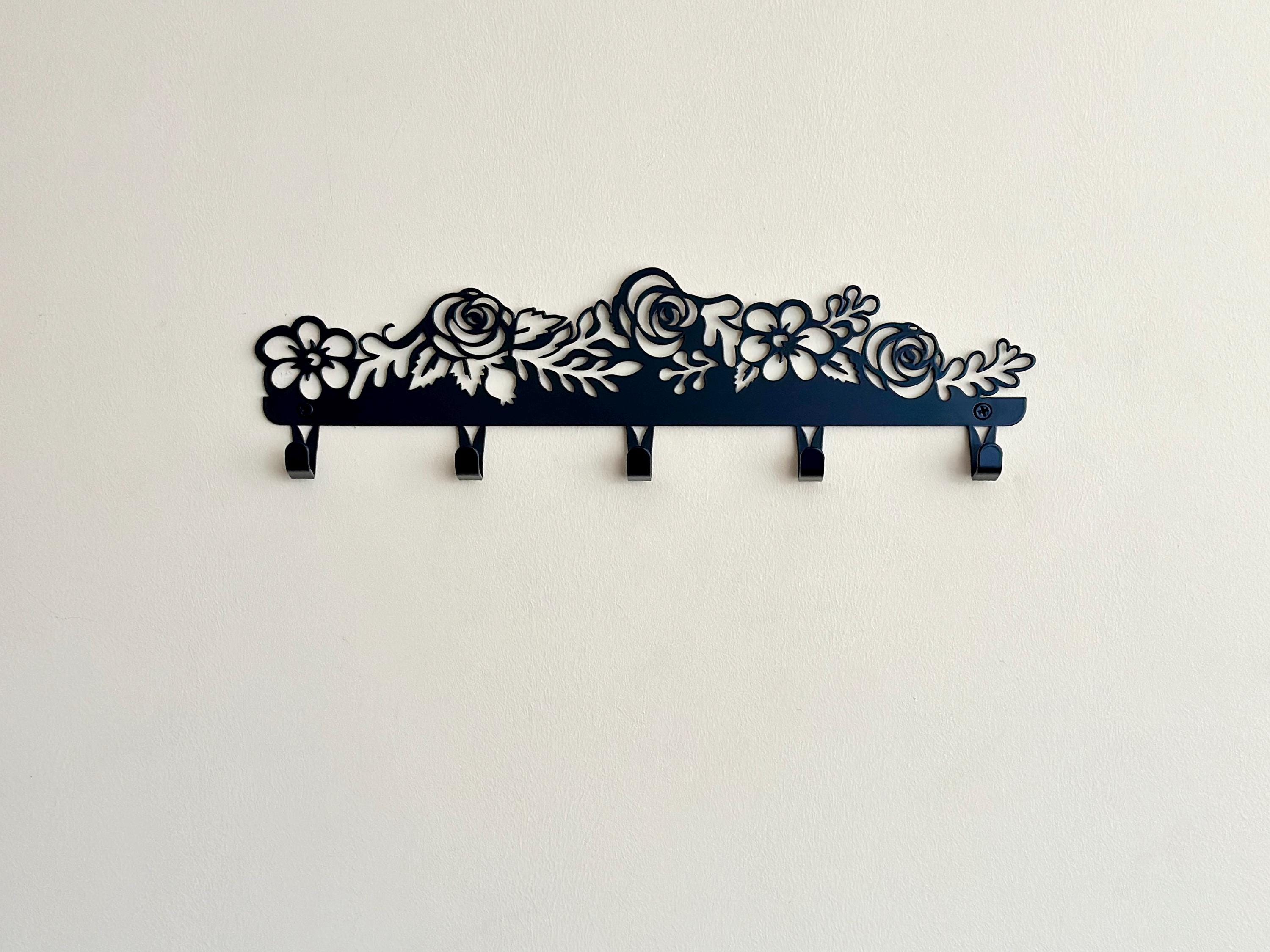 Metal Entryway Coat Rack with Flowers — 6