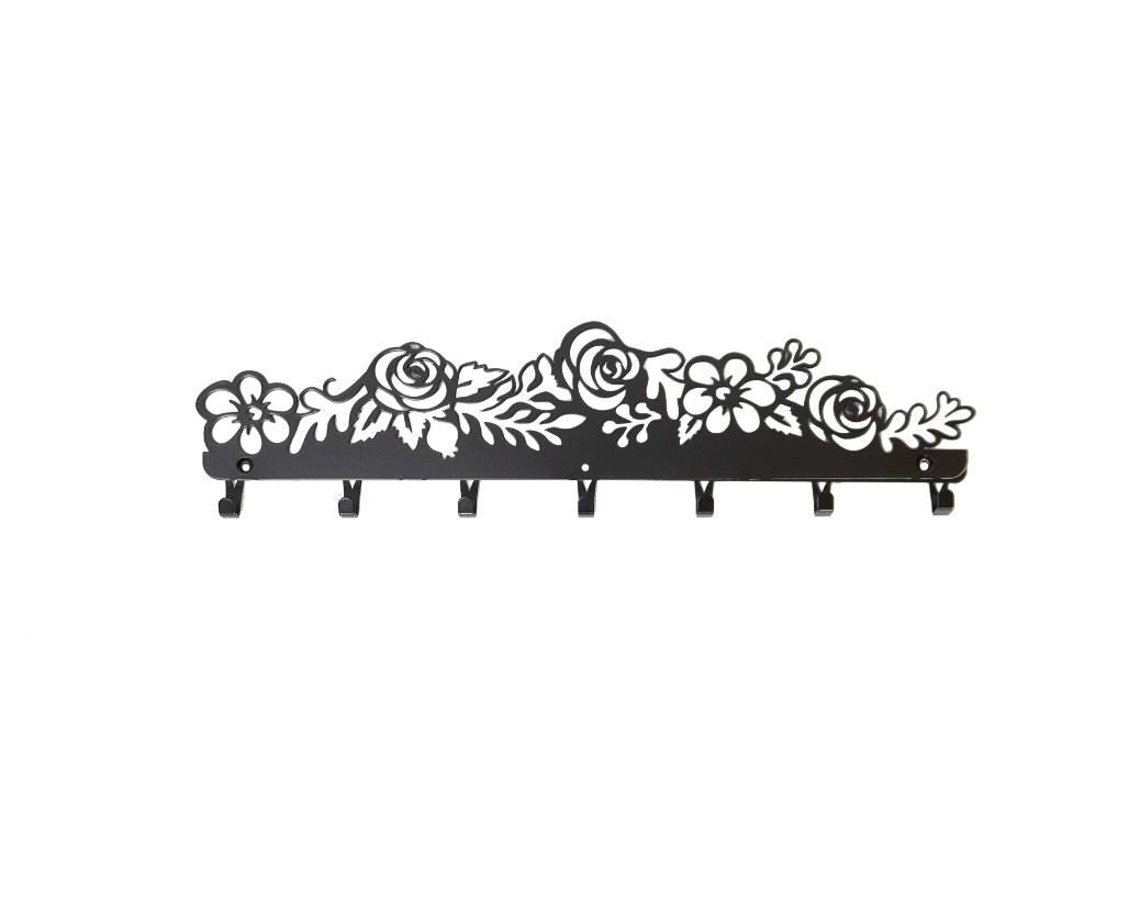 Metal Entryway Coat Rack with Flowers — 8