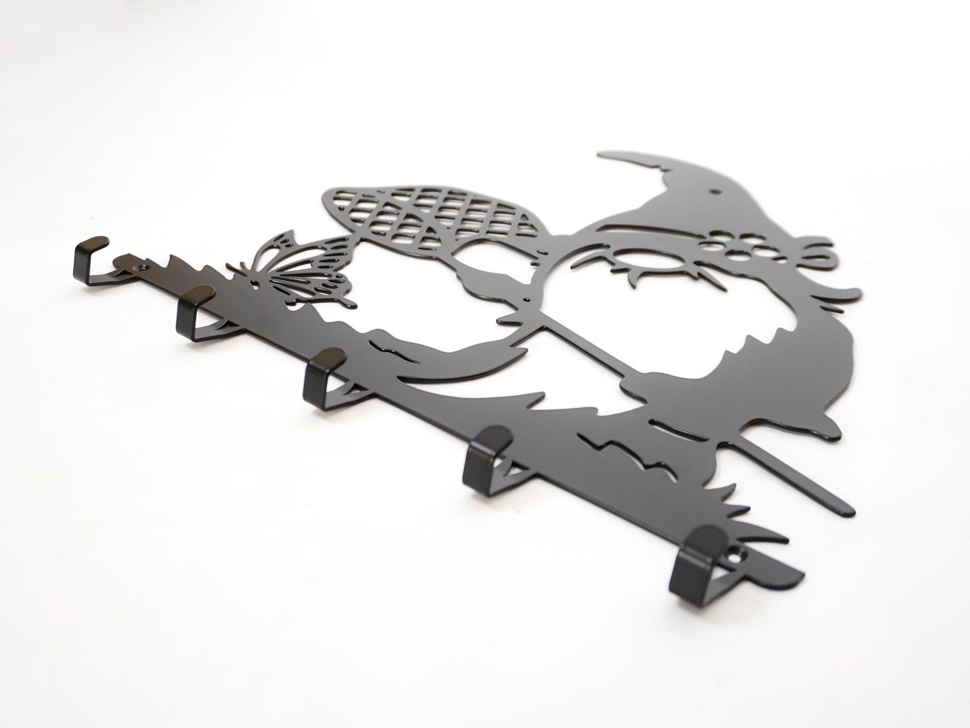 Gnome Chasing Butterflies Metal Coat Hook Rack — 4