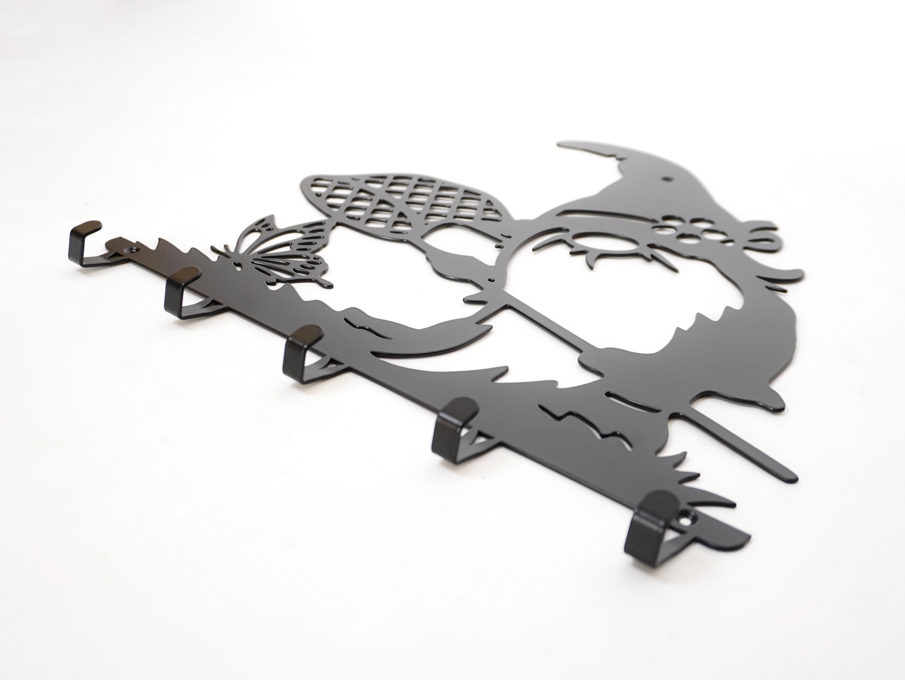 Gnome Chasing Butterflies Metal Coat Hook Rack — 4