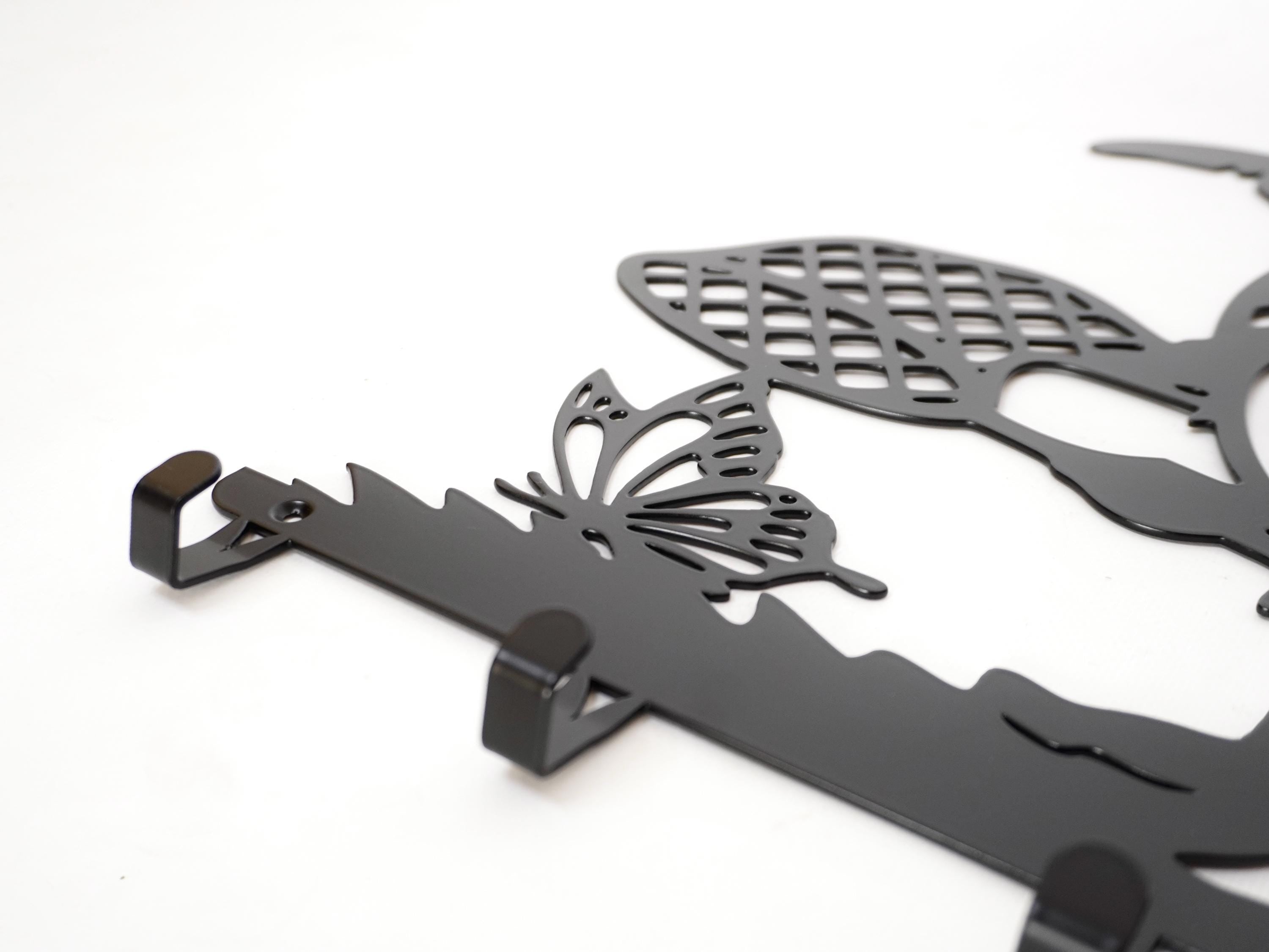 Gnome Chasing Butterflies Metal Coat Hook Rack — 5