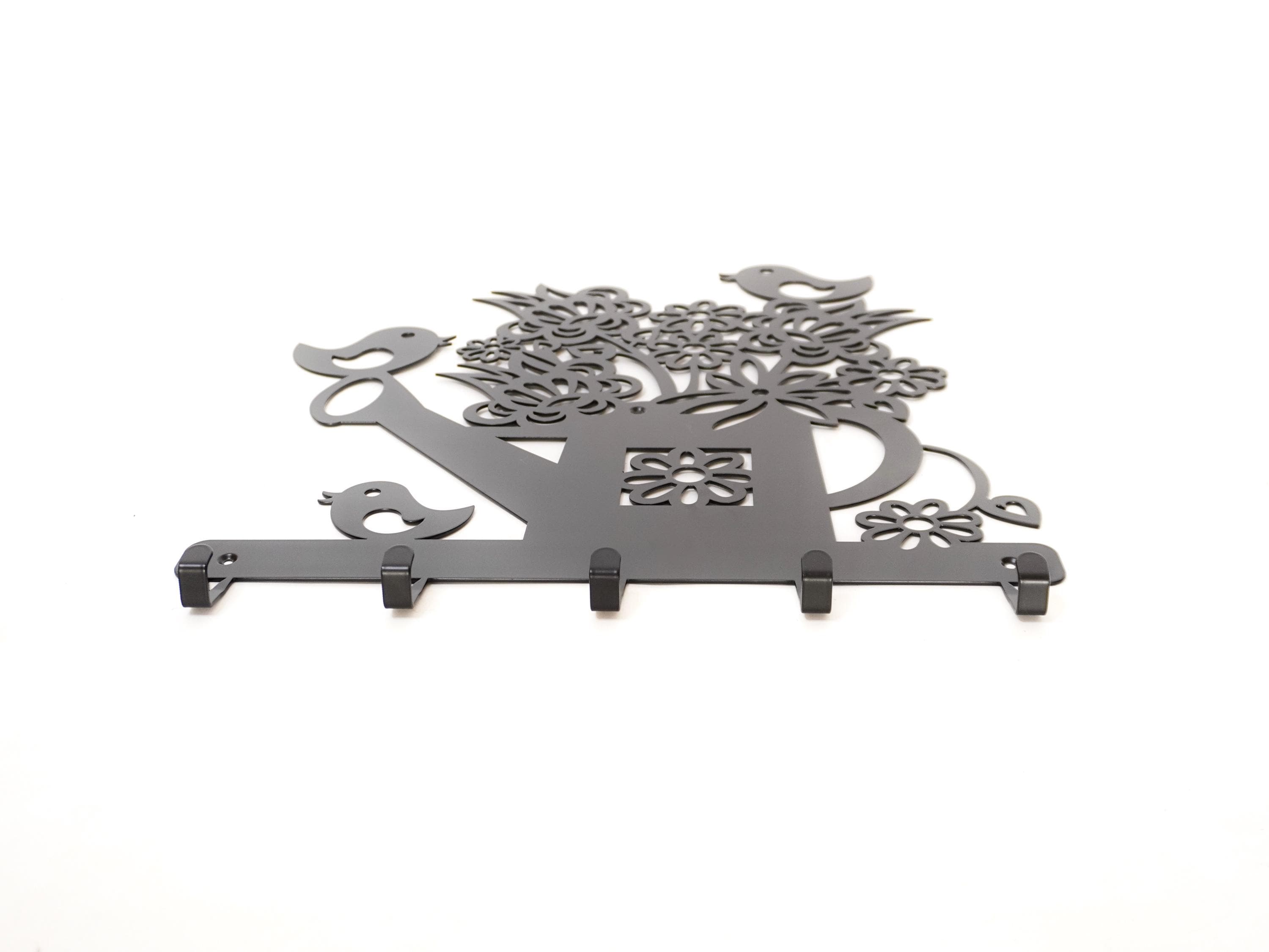 Metal Wall-Mounted Coat Rack Flowers & Birds — 3