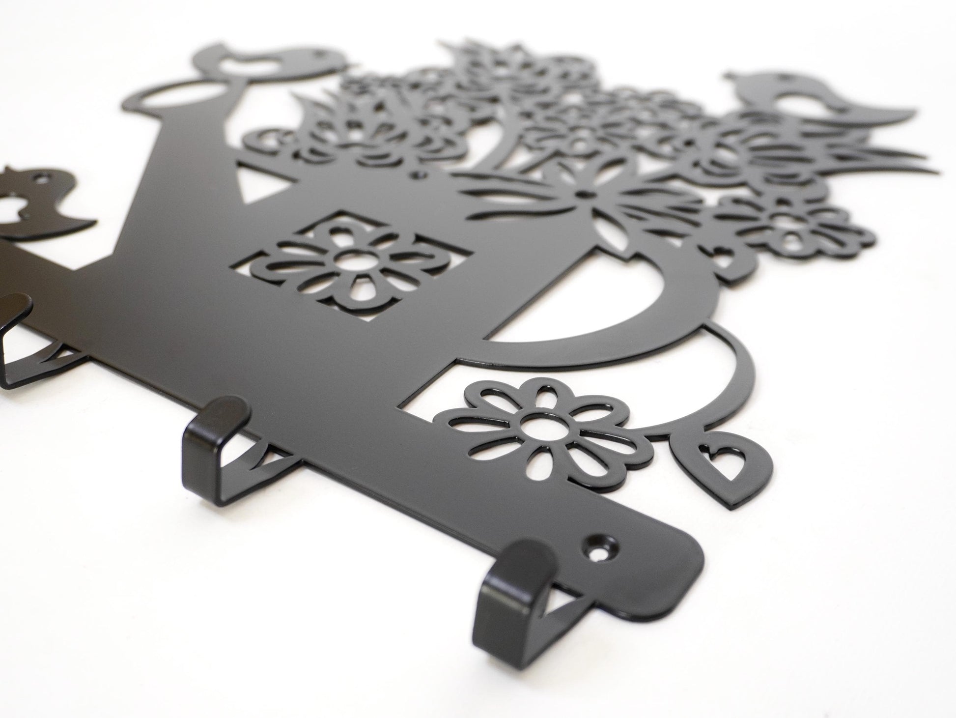 Metal Wall-Mounted Coat Rack Flowers & Birds — 4