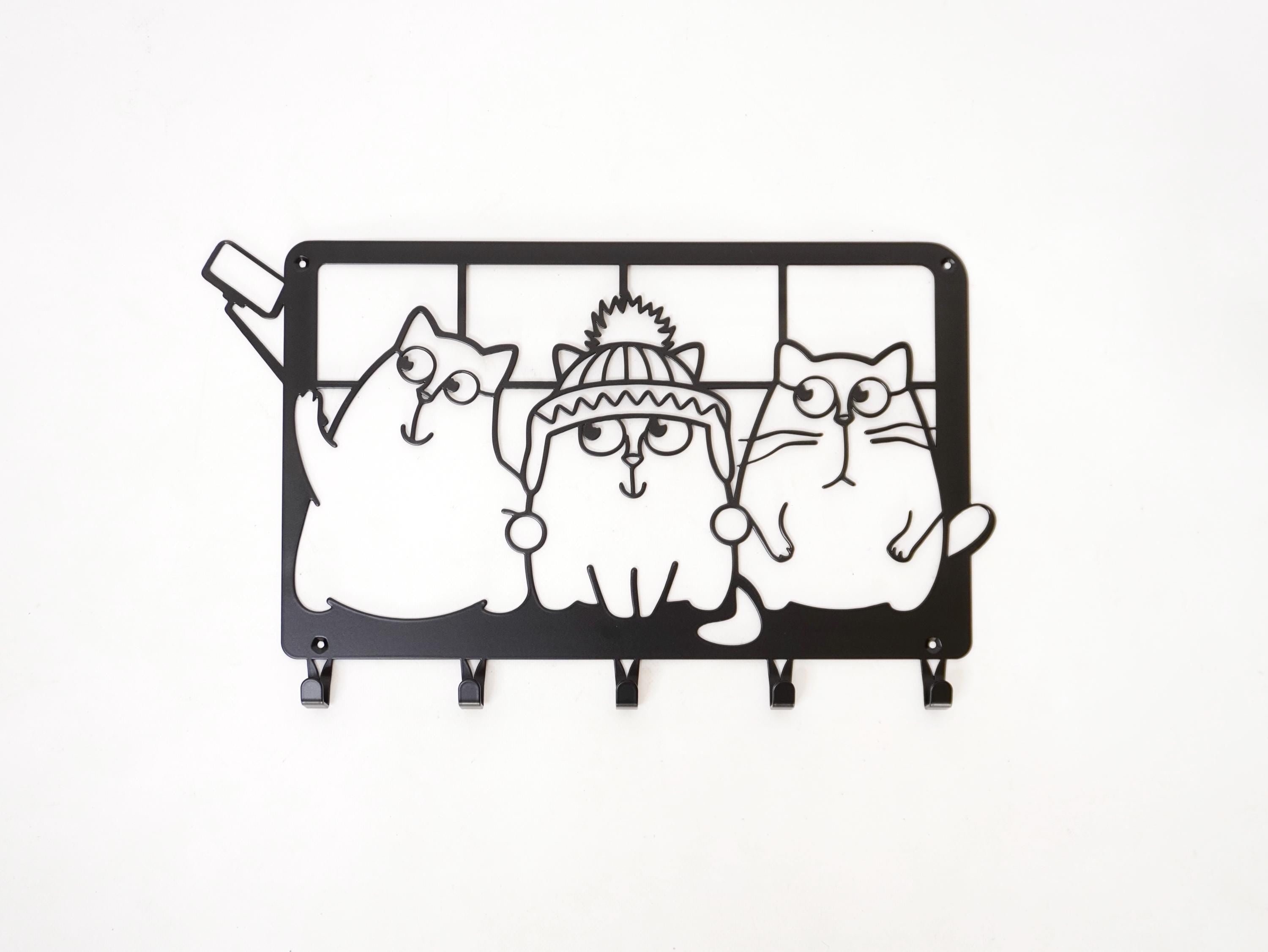 Cats Selfie Metal Coat Hook Rack — 4