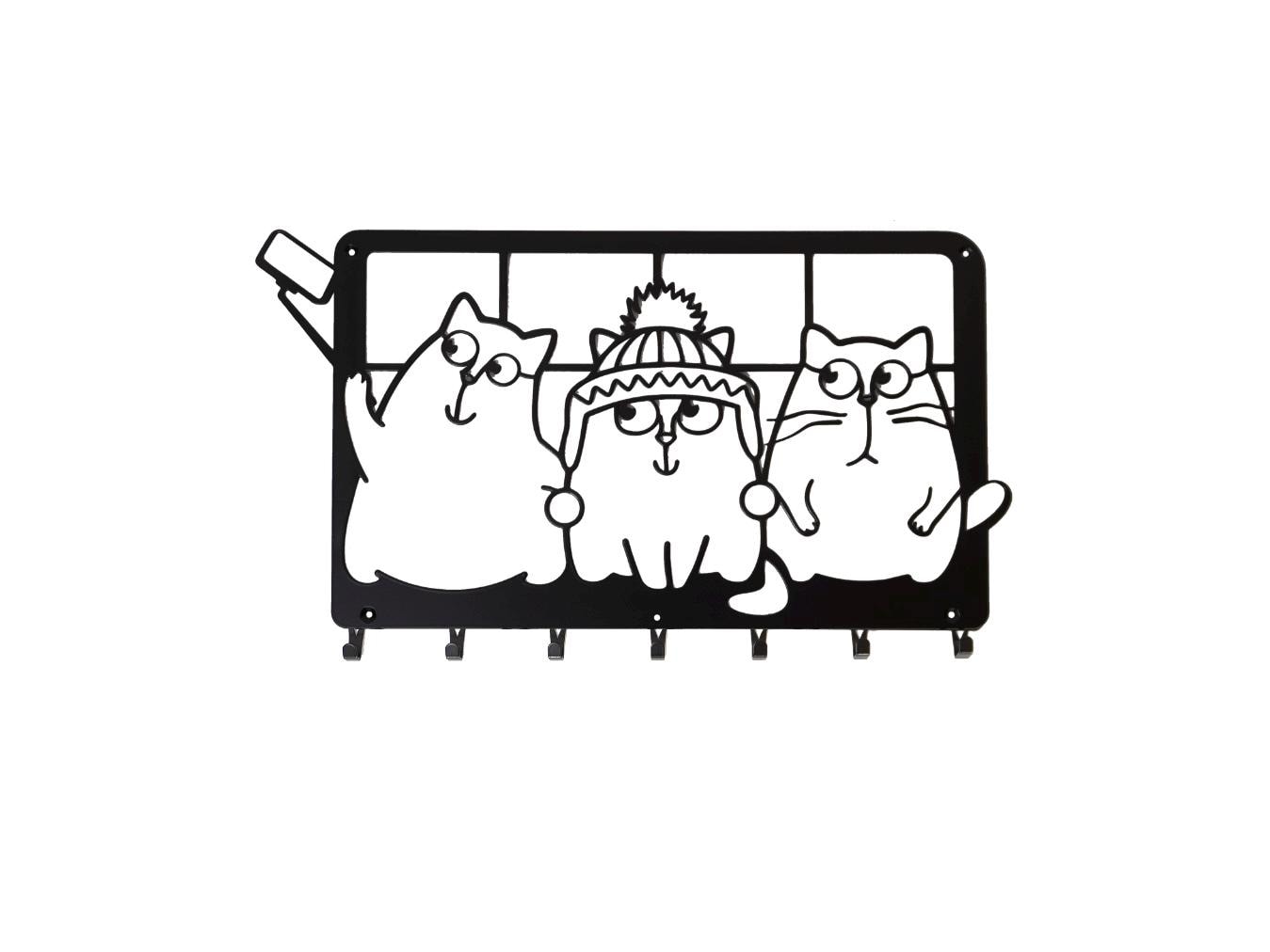 Cats Selfie Metal Coat Hook Rack — 7