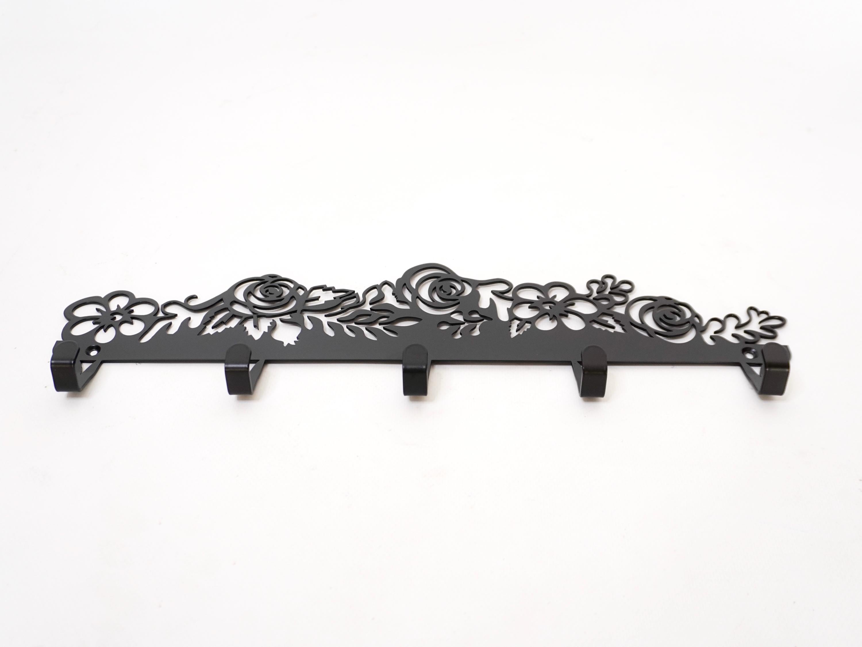 Metal Entryway Coat Rack with Flowers — 2