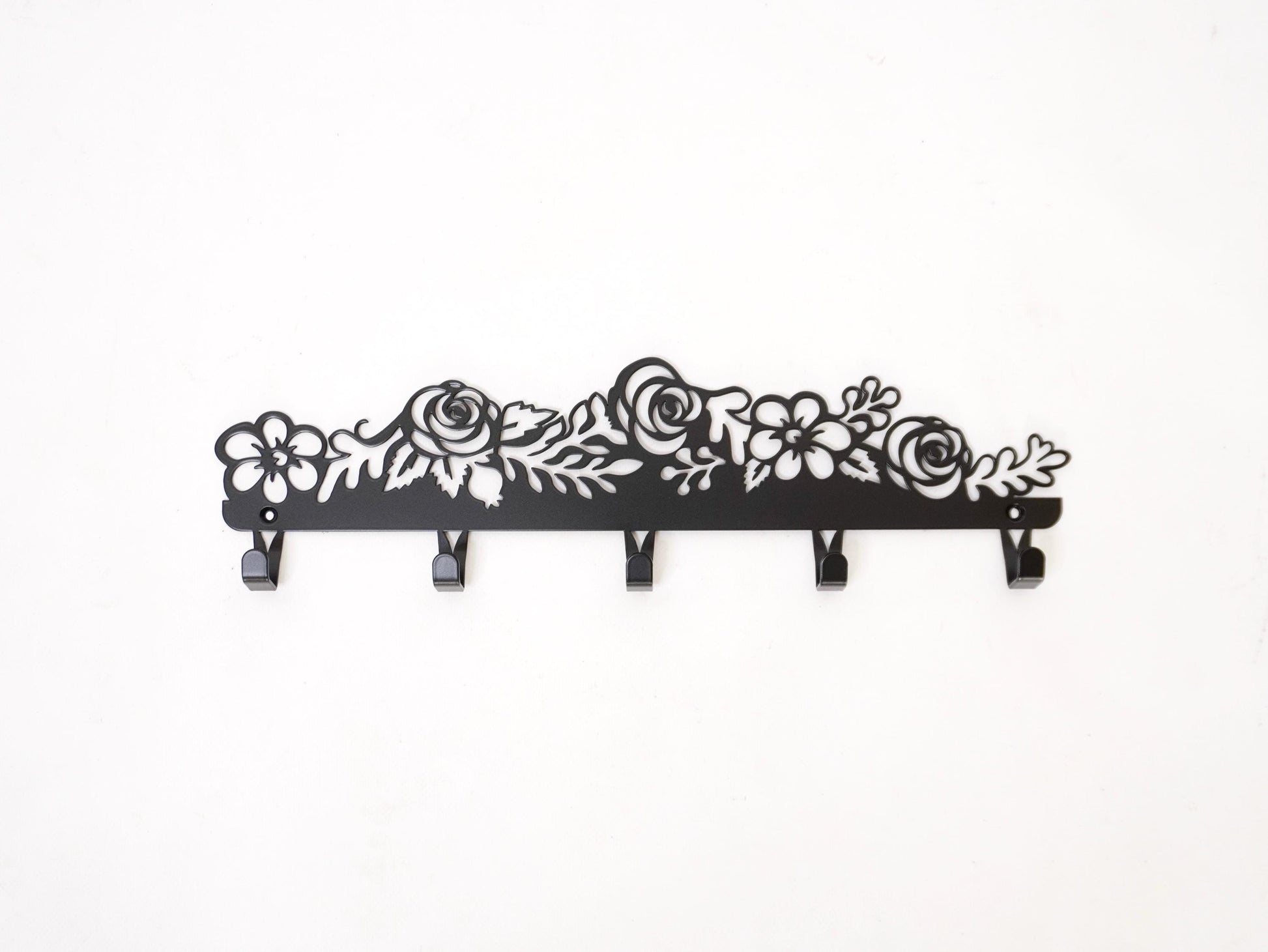 Metal Entryway Coat Rack with Flowers — 3