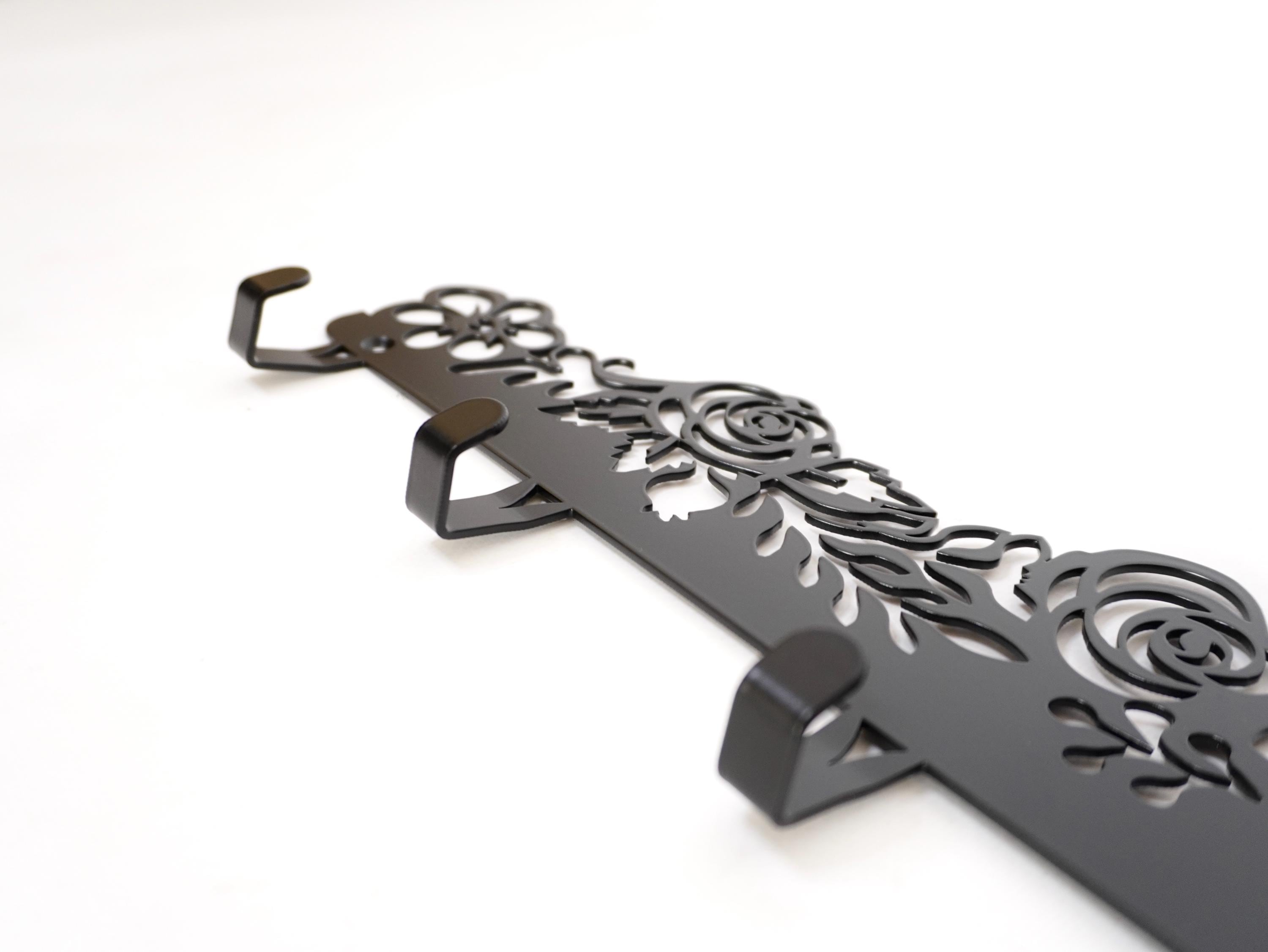 Metal Entryway Coat Rack with Flowers — 5