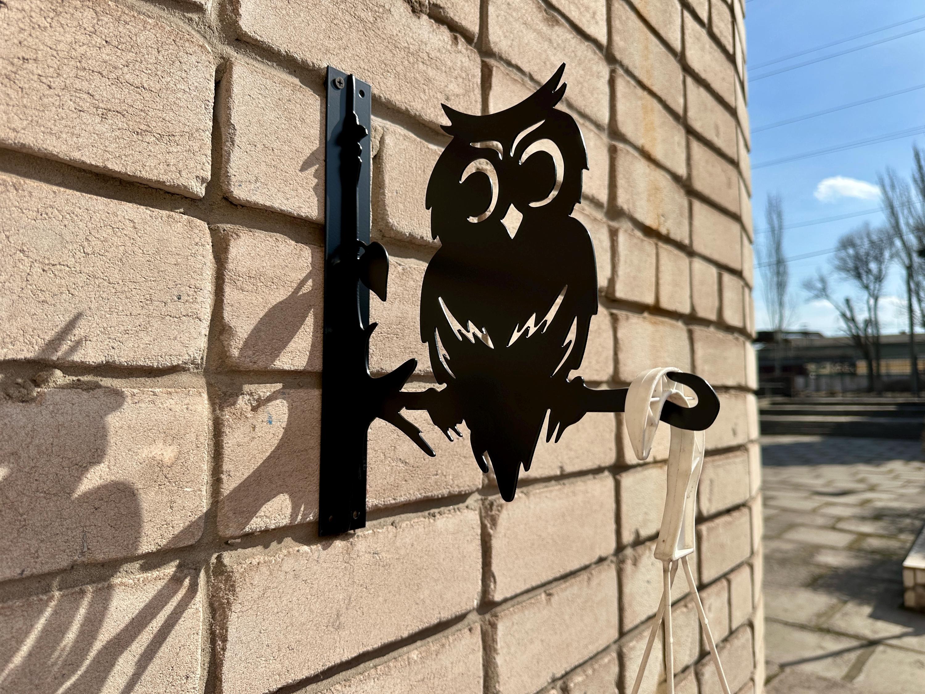 Owl metal outdoor plant hanger — 2