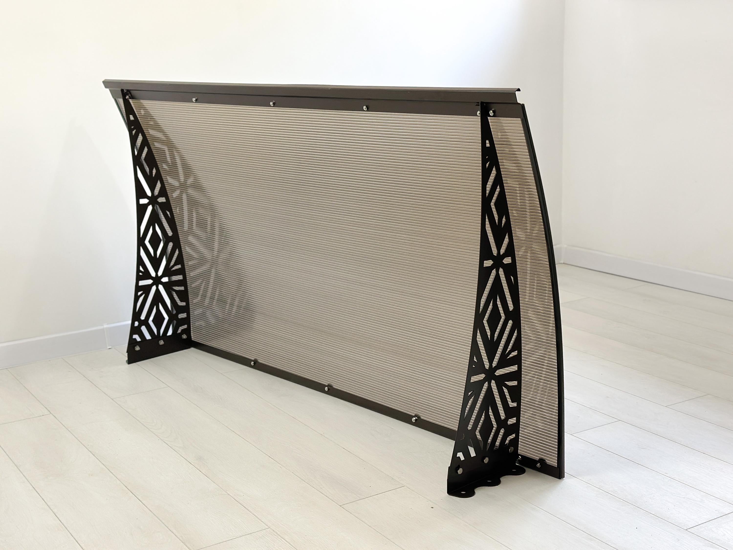Metal Door Awning with Geometric Panels — 6