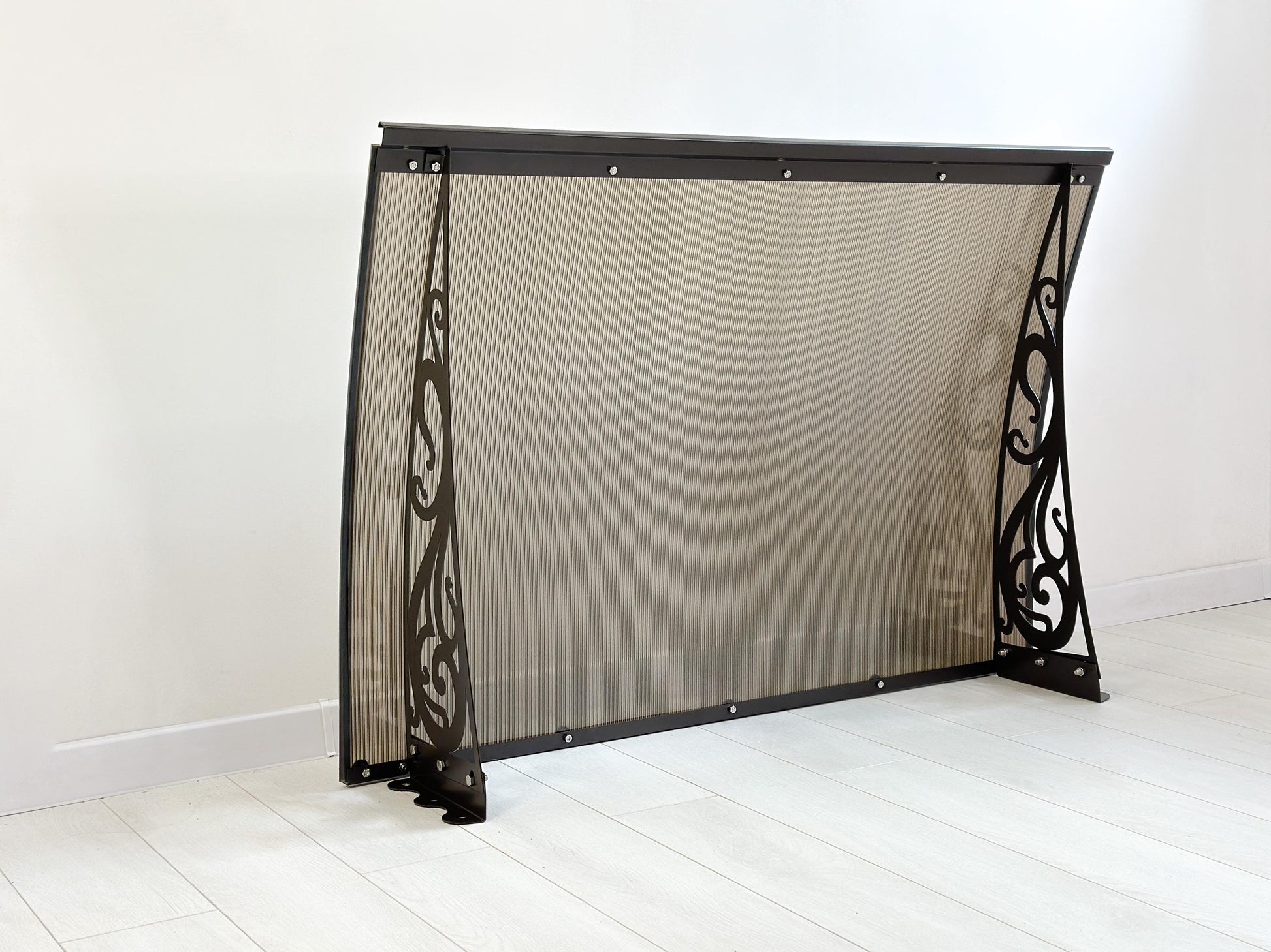 Metal Door Awning with Scroll Brackets — 4