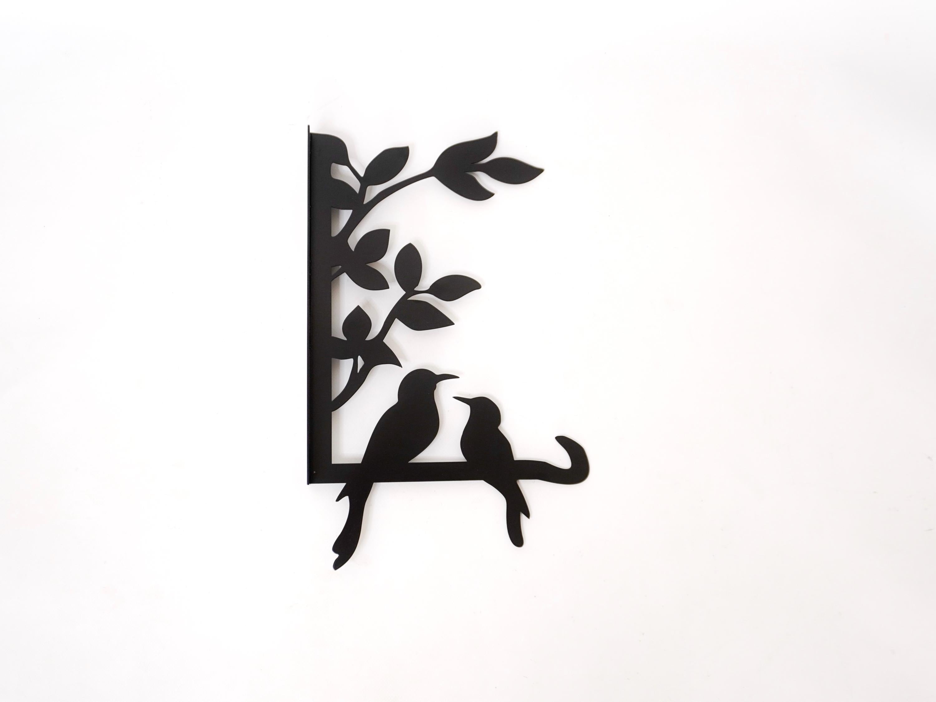 Birds on branch metal outdoor plant hanger — 4