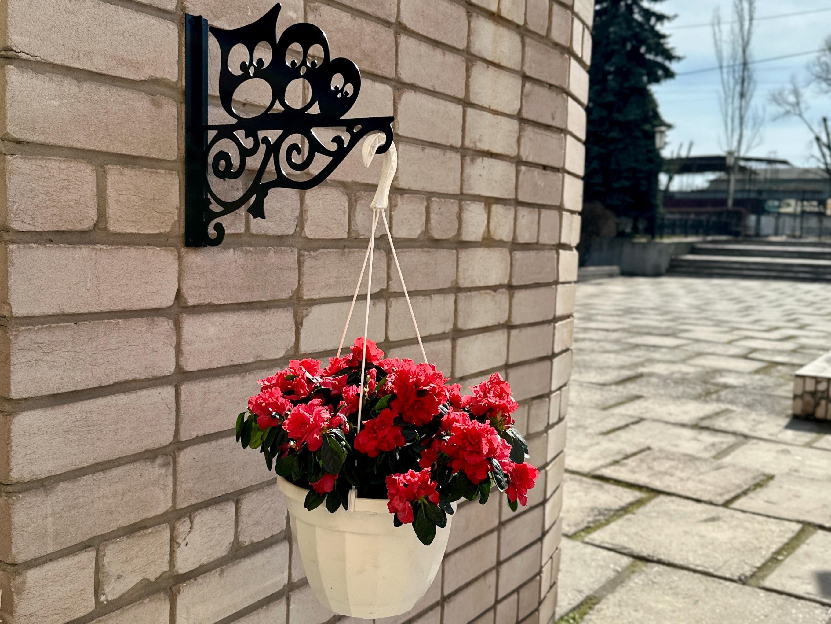 Owls metal outdoor plant hanger — 2