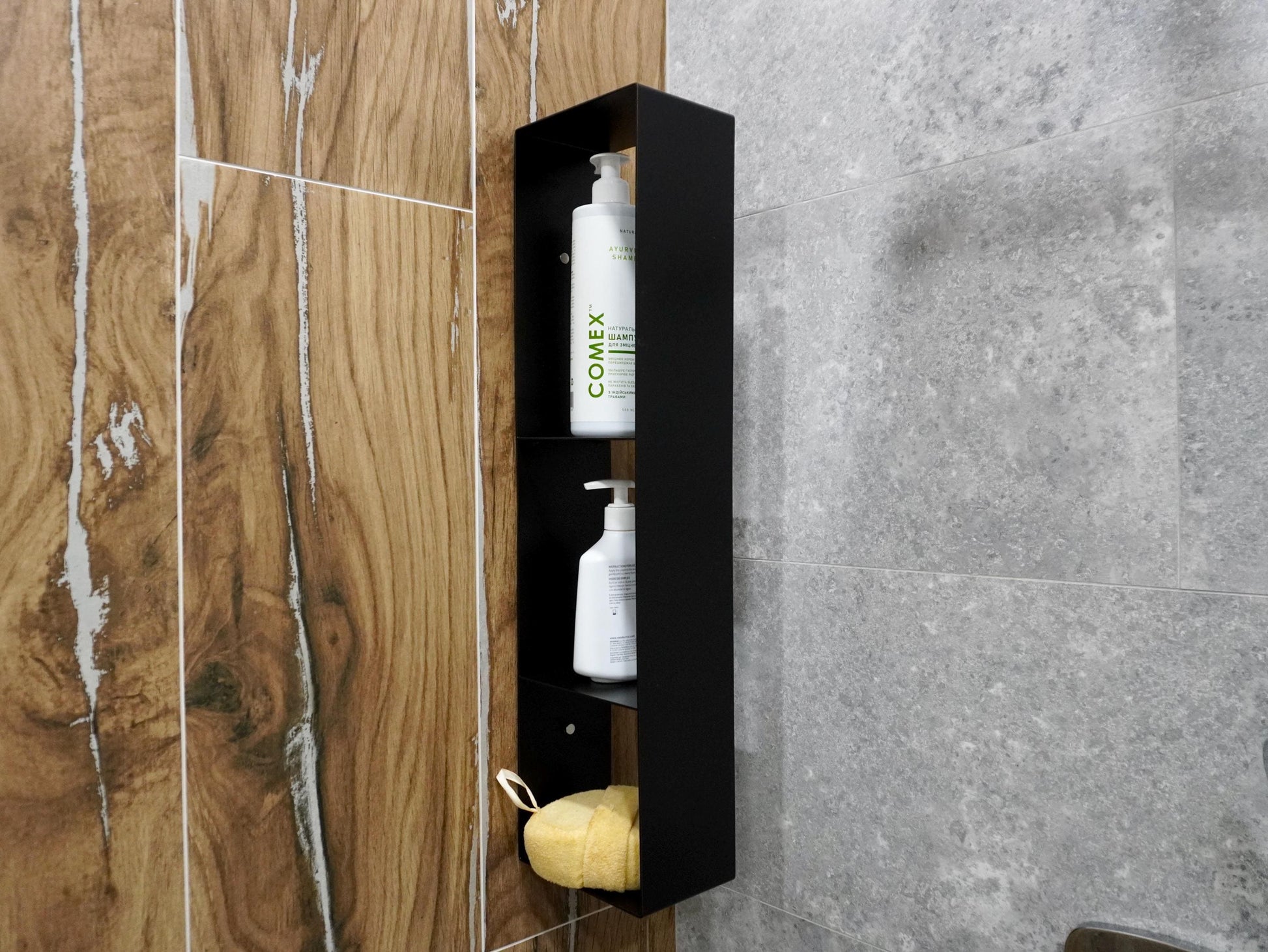 Vertical shelf floating aluminum organizer for bathroom or shower cadd